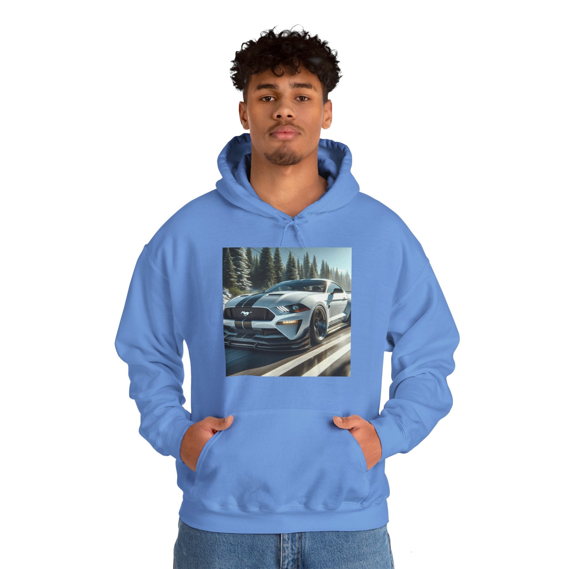 White Mustang Hoodie Hoodie Printify