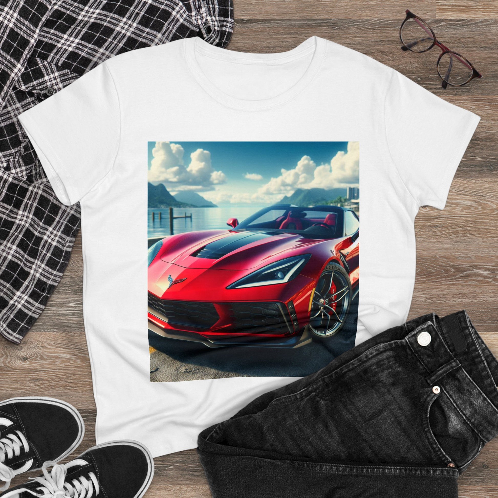 Red Corvette T-Shirt T-Shirt Printify