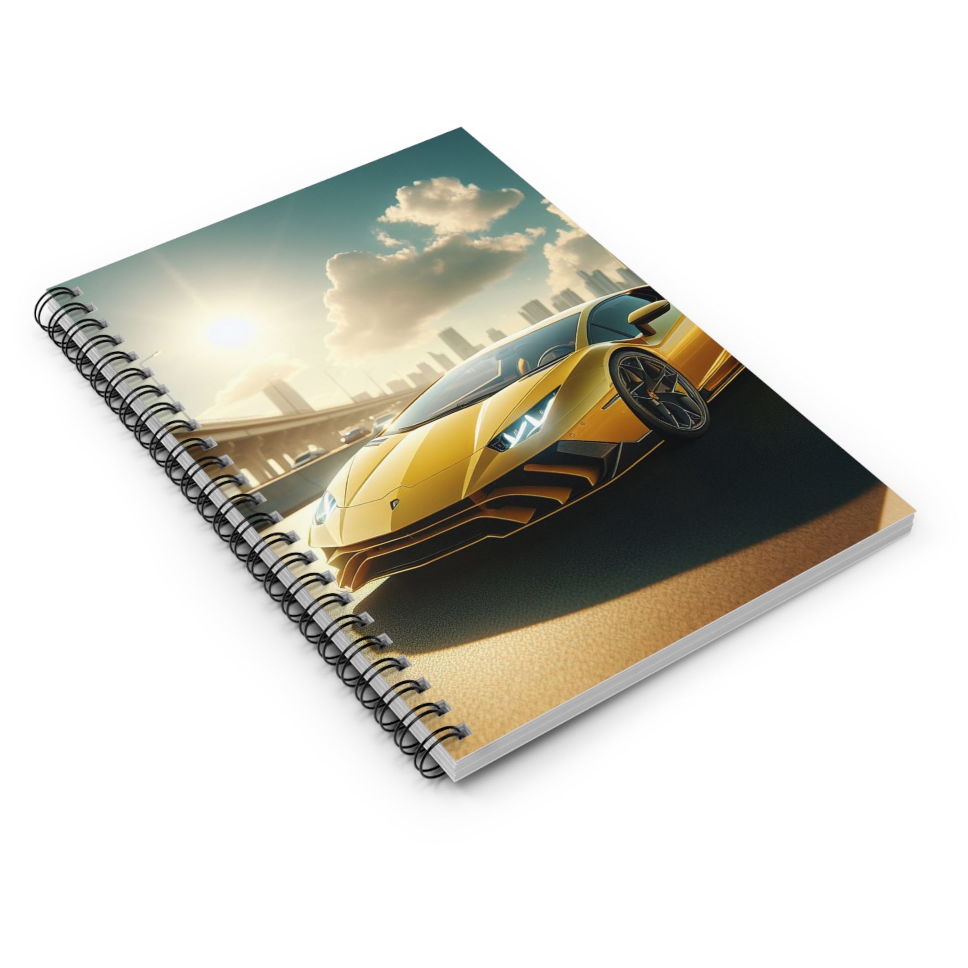 Yellow Lamborghini Spiral Notebook Paper products Printify