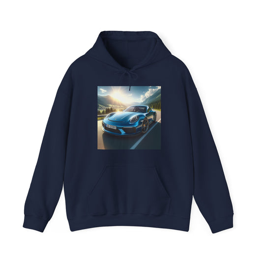 Blue Porsche Hoodie Hoodie Printify Navy S
