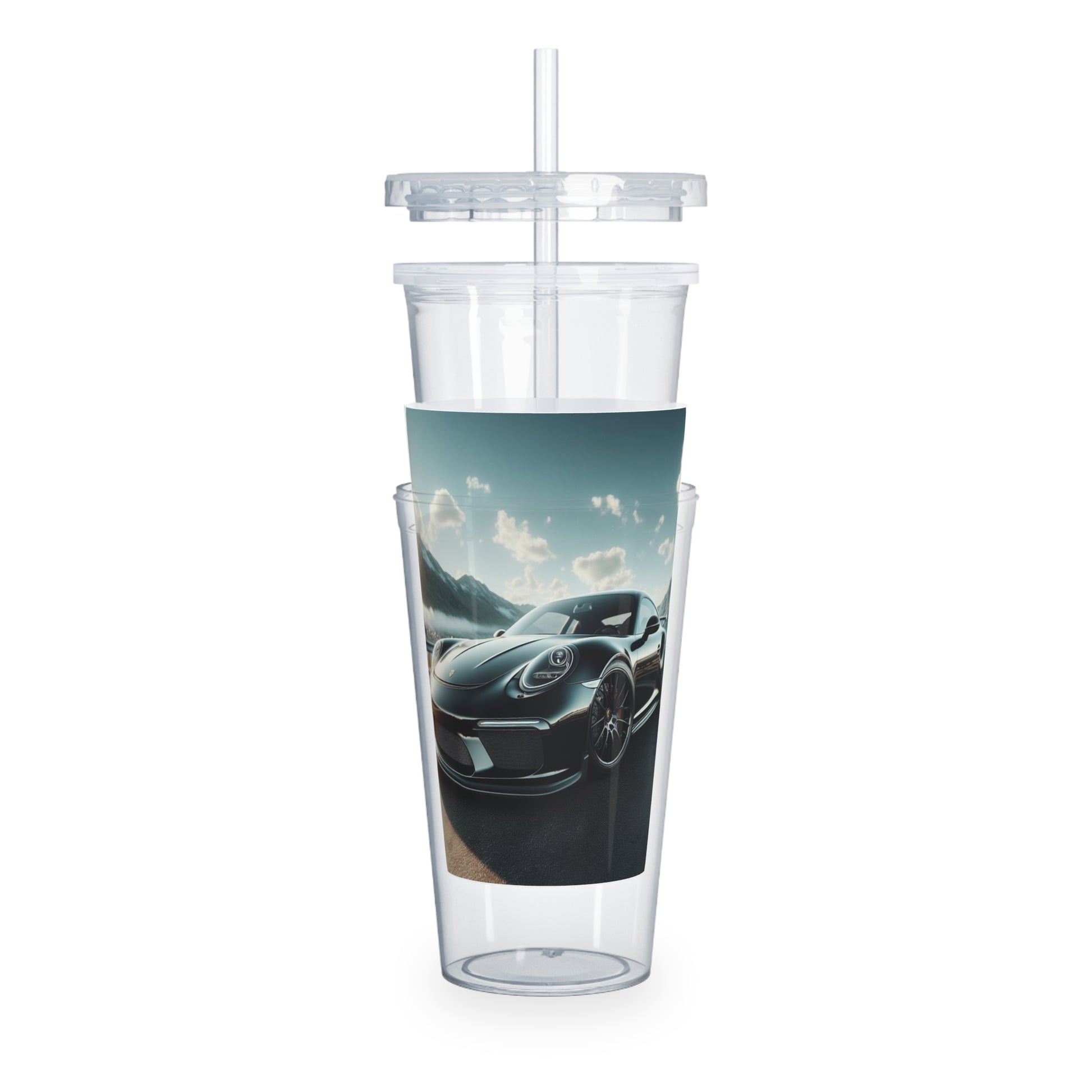 Black Porsche Tumbler with Straw Mug Printify