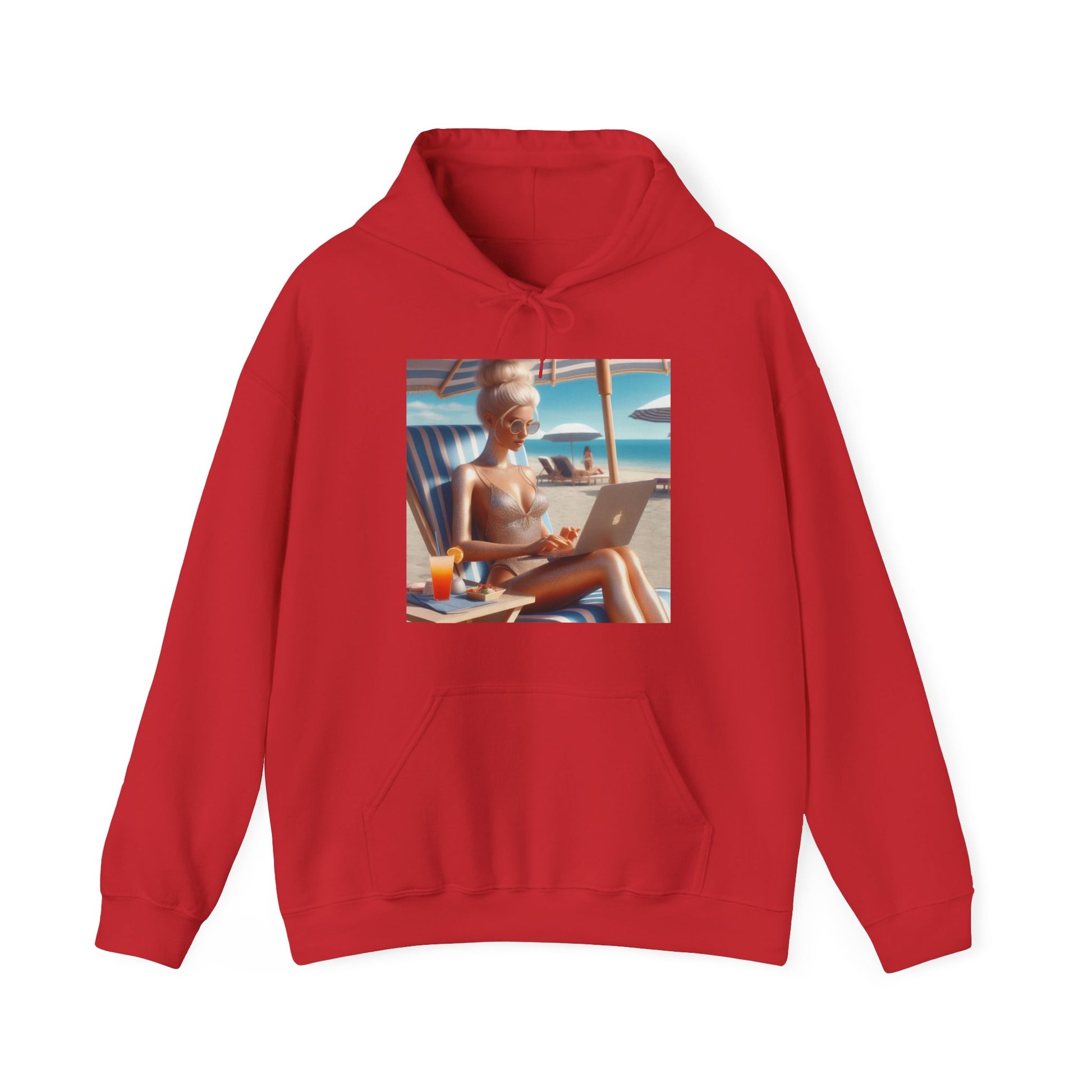 Work Day at the Beach Hoodie Hoodie Printify Red S