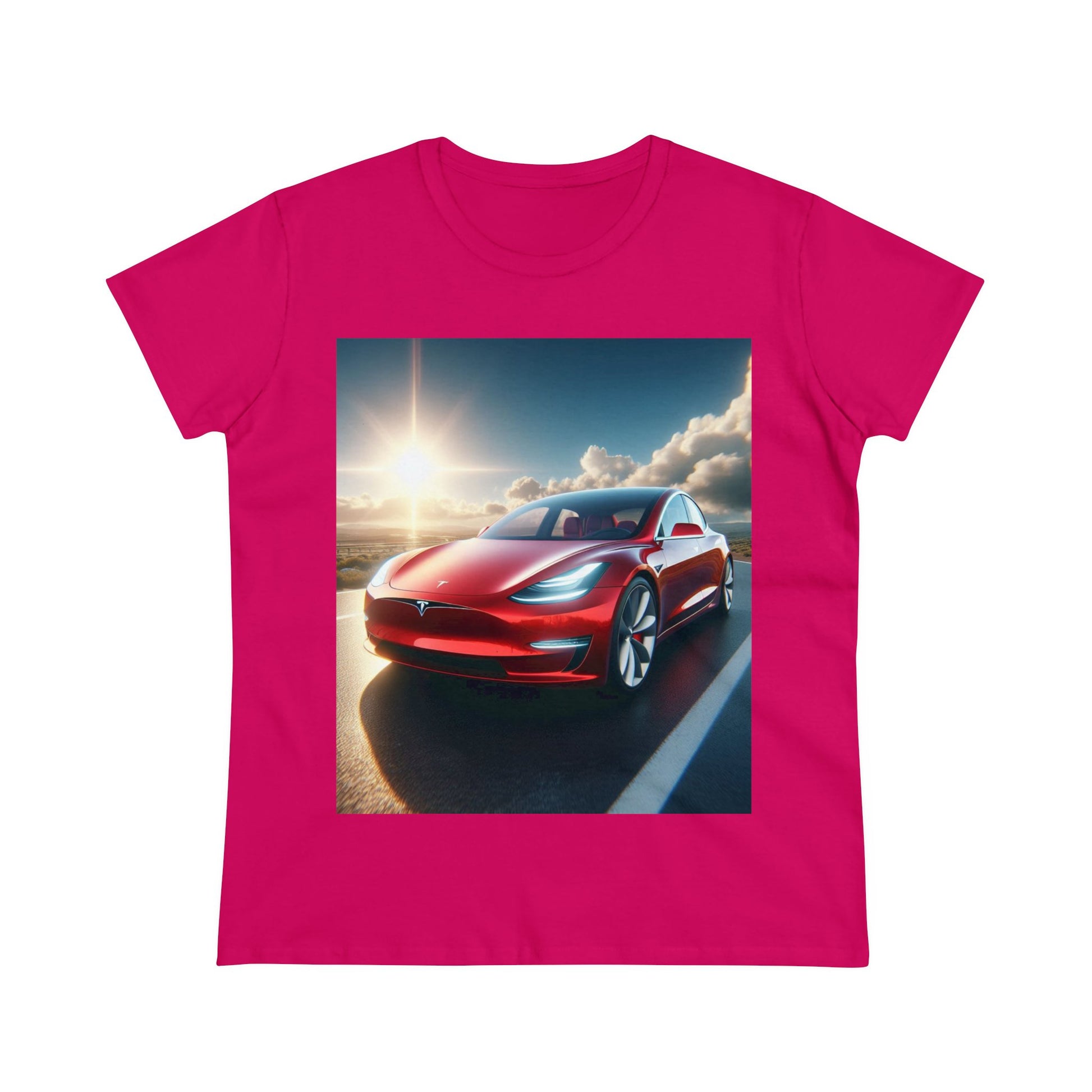 Red Tesla T-Shirt T-Shirt Printify Heliconia S