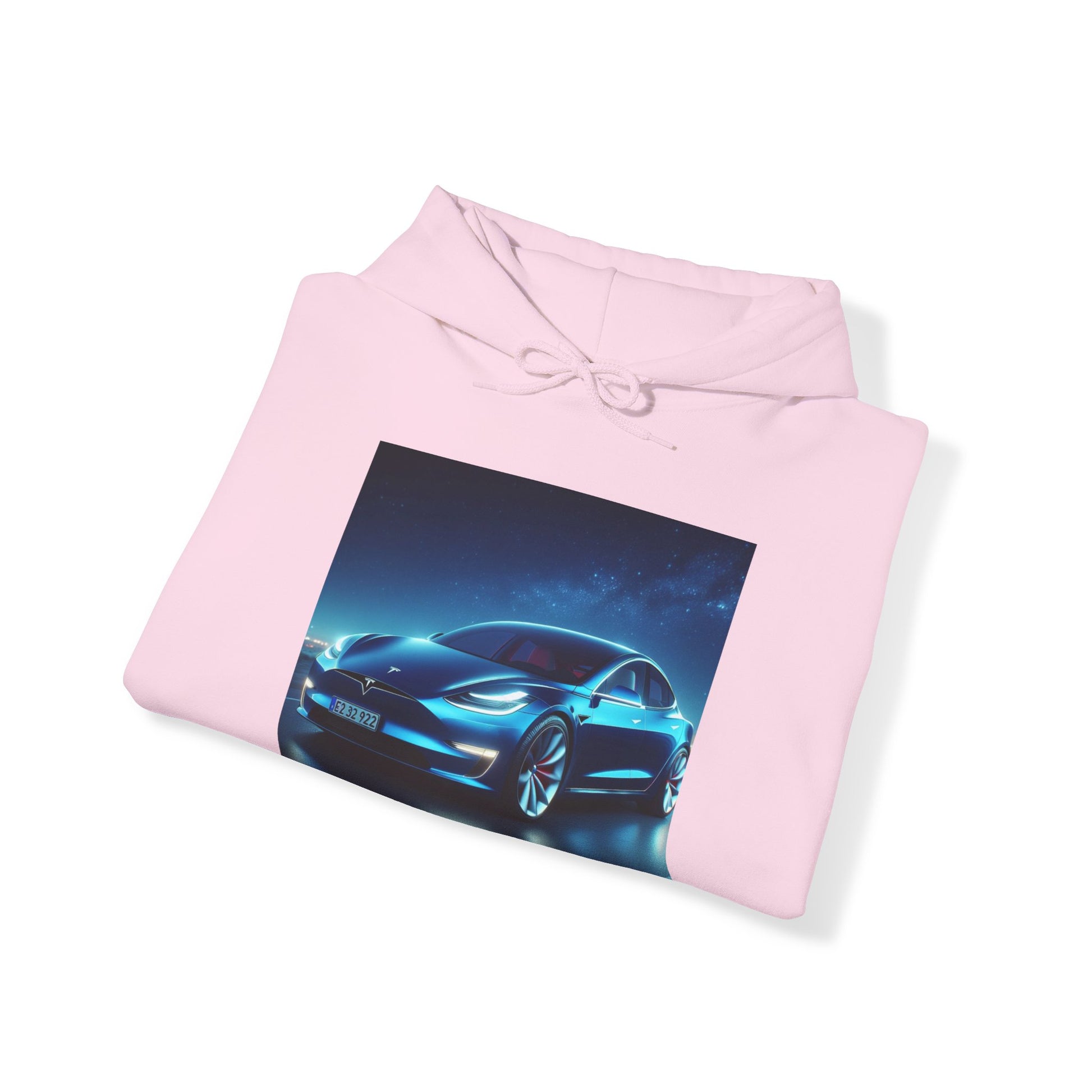 Blue Tesla Hoodie Hoodie Printify