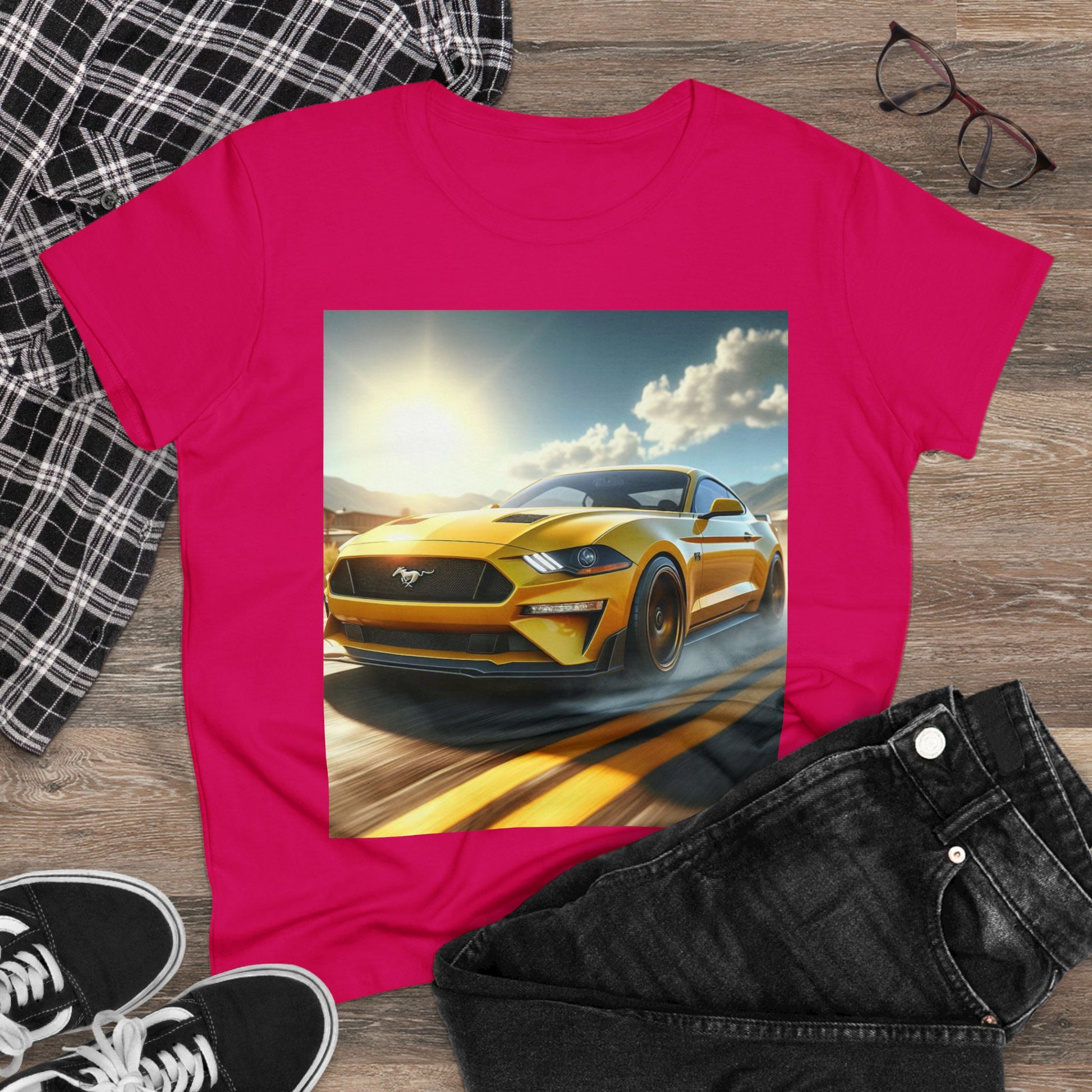 Yellow Mustang T-Shirt T-Shirt Printify