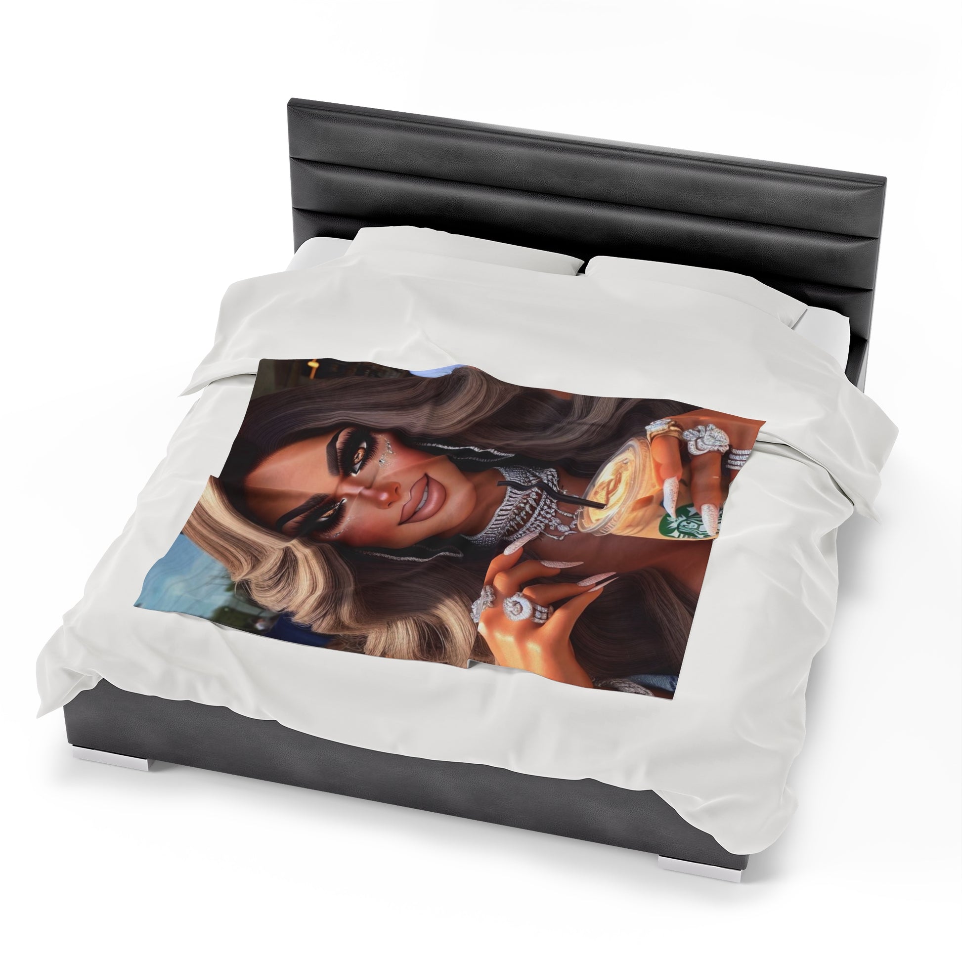 Coffee Beauty Plush Blanket All Over Prints Printify