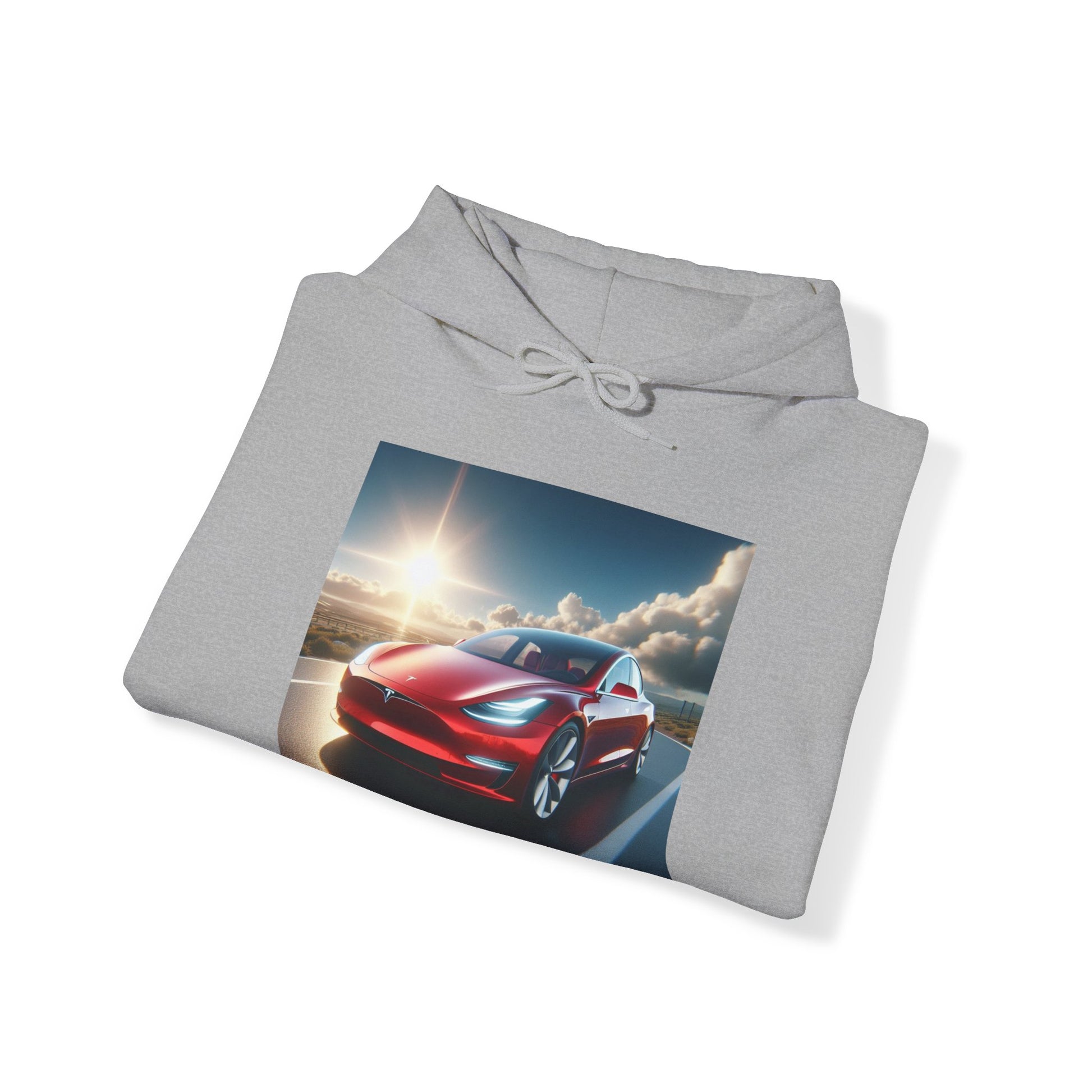 Red Tesla Hoodie Hoodie Printify