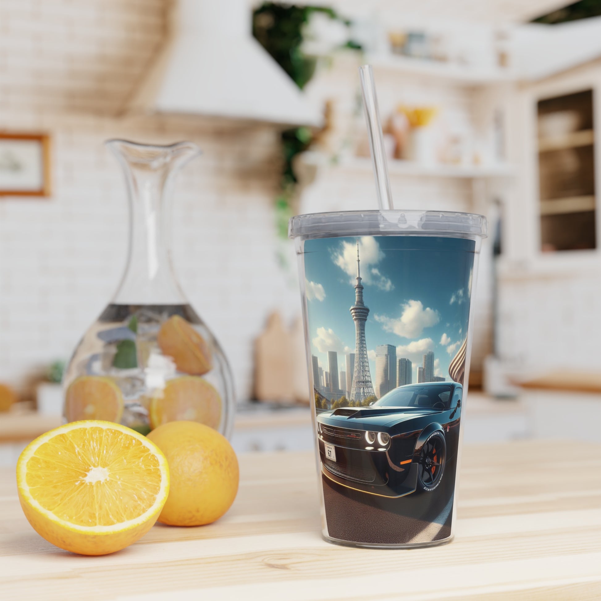 Black Challenger Tumbler with Straw Mug Printify