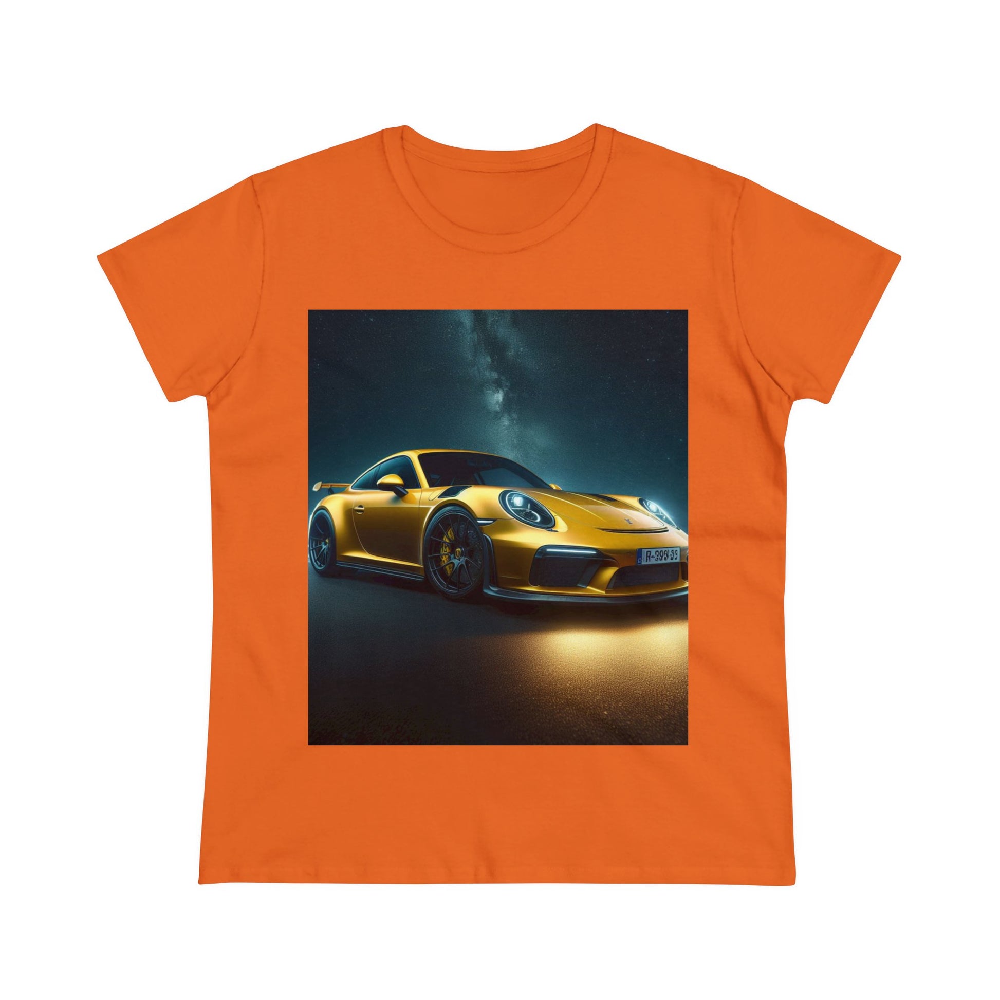 Yellow Porsche T-Shirt T-Shirt Printify Orange S