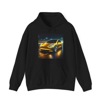 Yellow Tesla Hoodie Hoodie Printify Black S