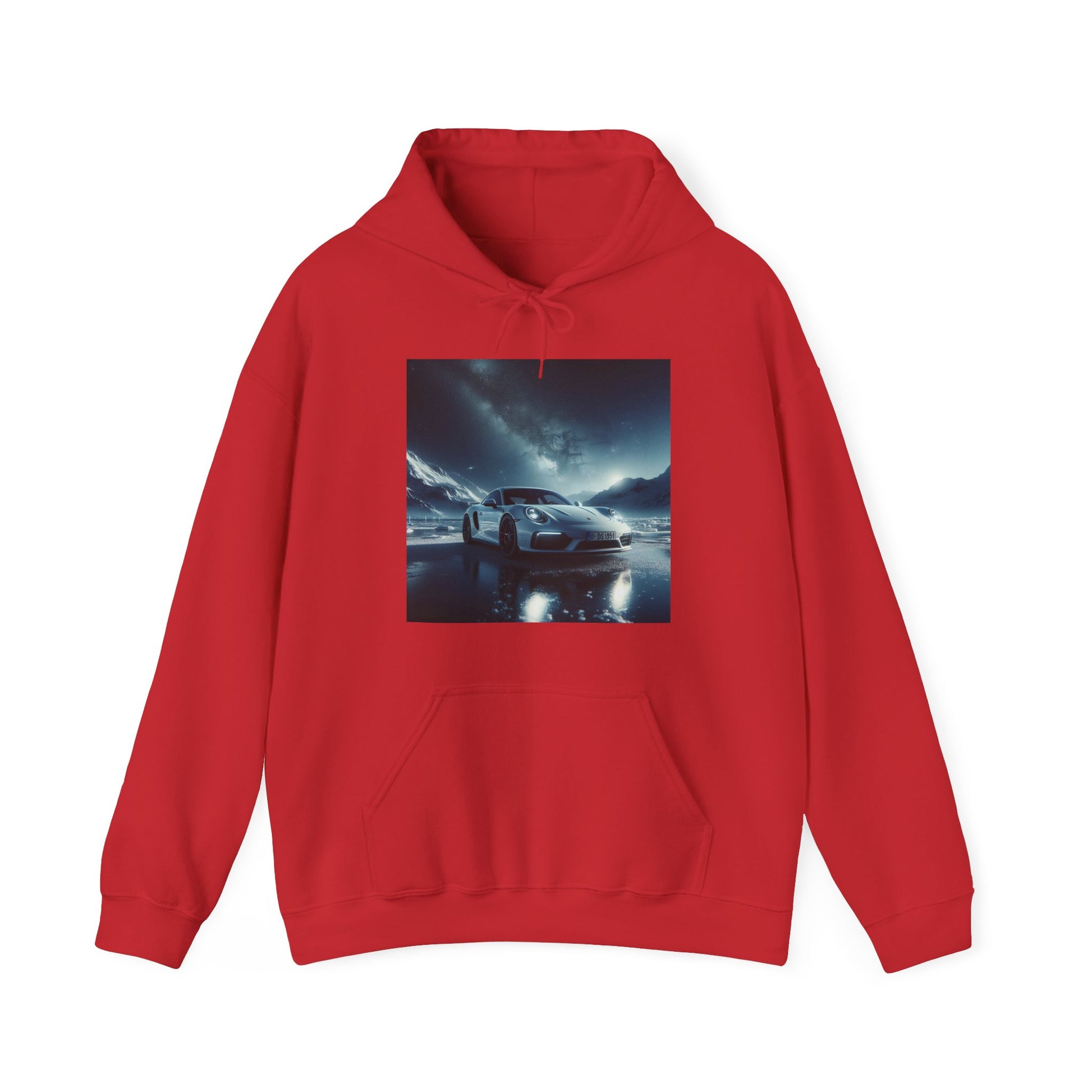 White Porsche Hoodie Hoodie Printify Red S