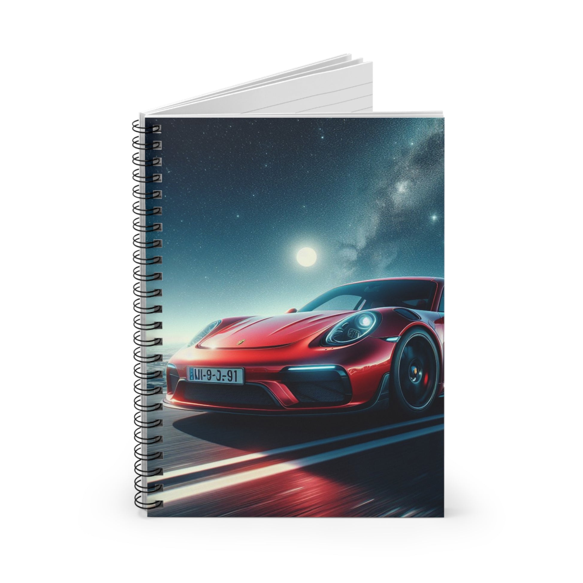 Red Porsche Spiral Notebook Paper products Printify