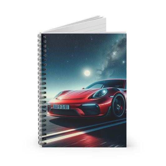 Red Porsche Spiral Notebook Paper products Printify