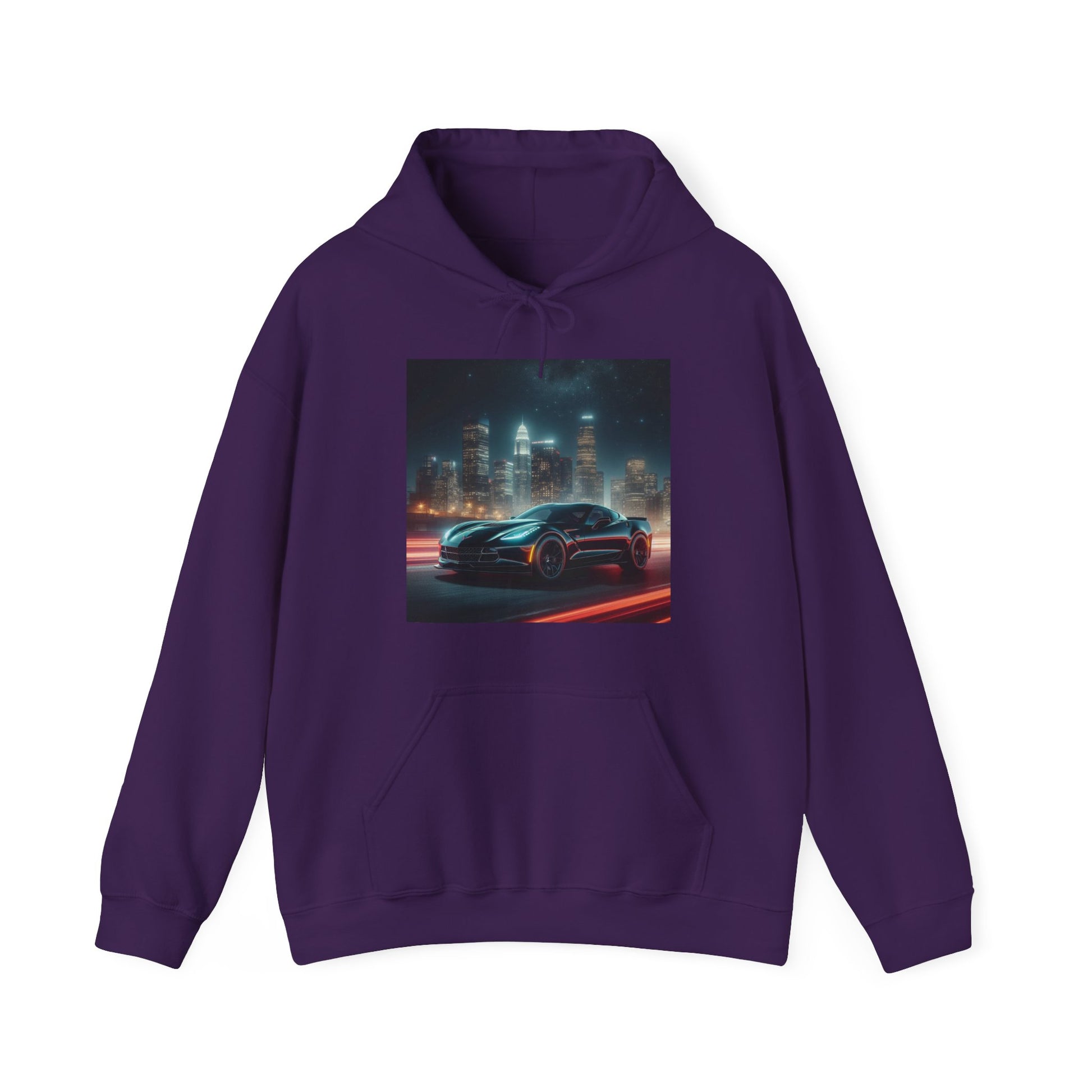 Black Corvette Hoodie Hoodie Printify Purple S