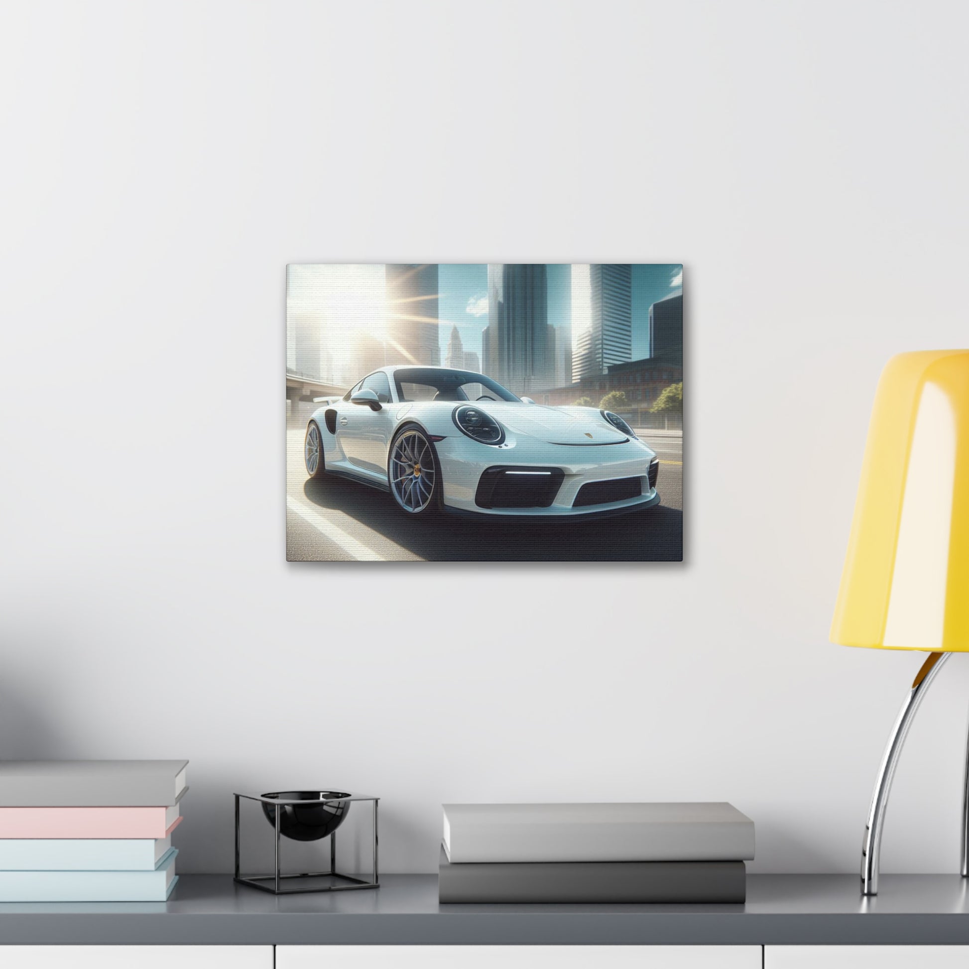 White Porsche Canvas Canvas Printify 16″ x 12″ (Horizontal) 0.75''