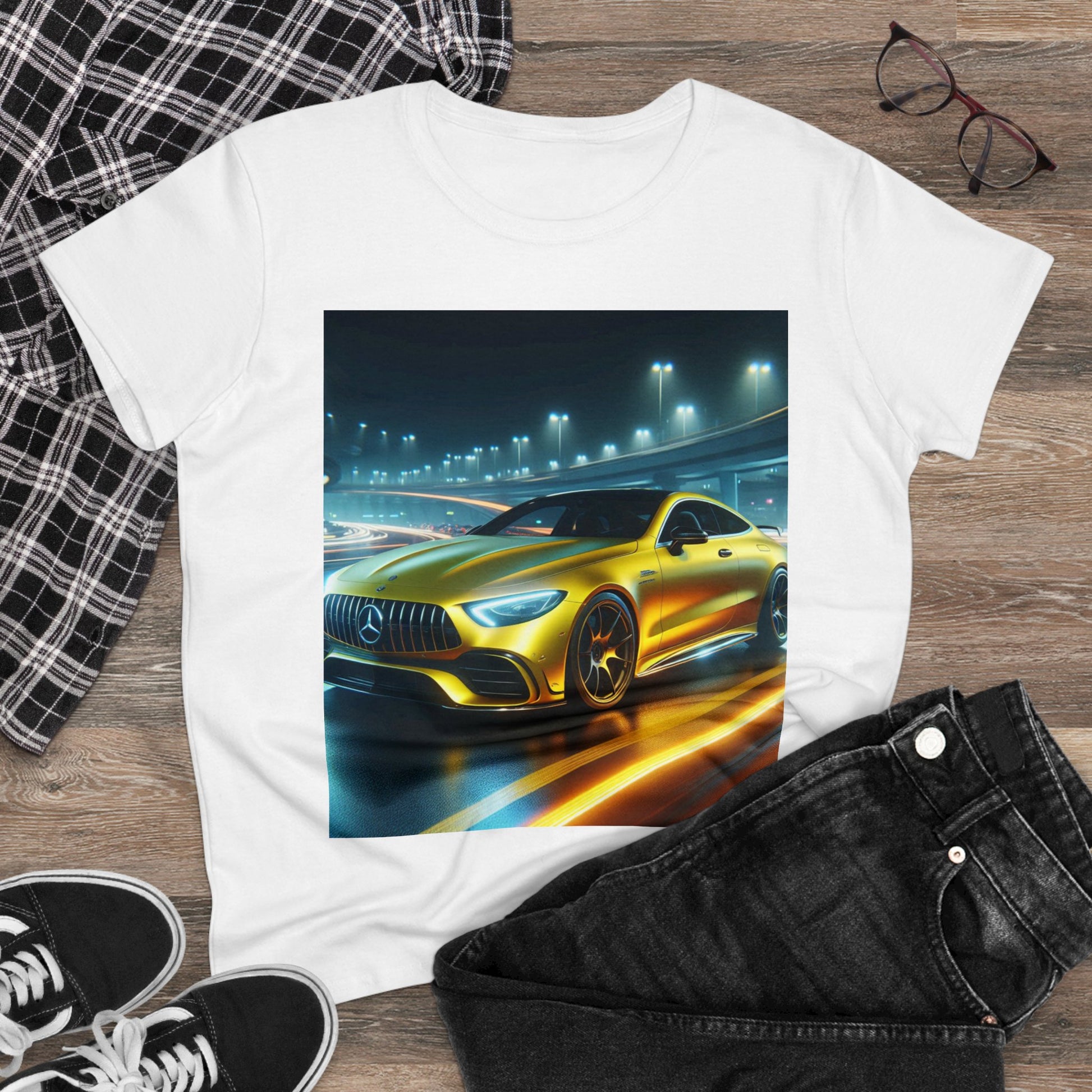 Yellow Mercedes T-Shirt T-Shirt Printify