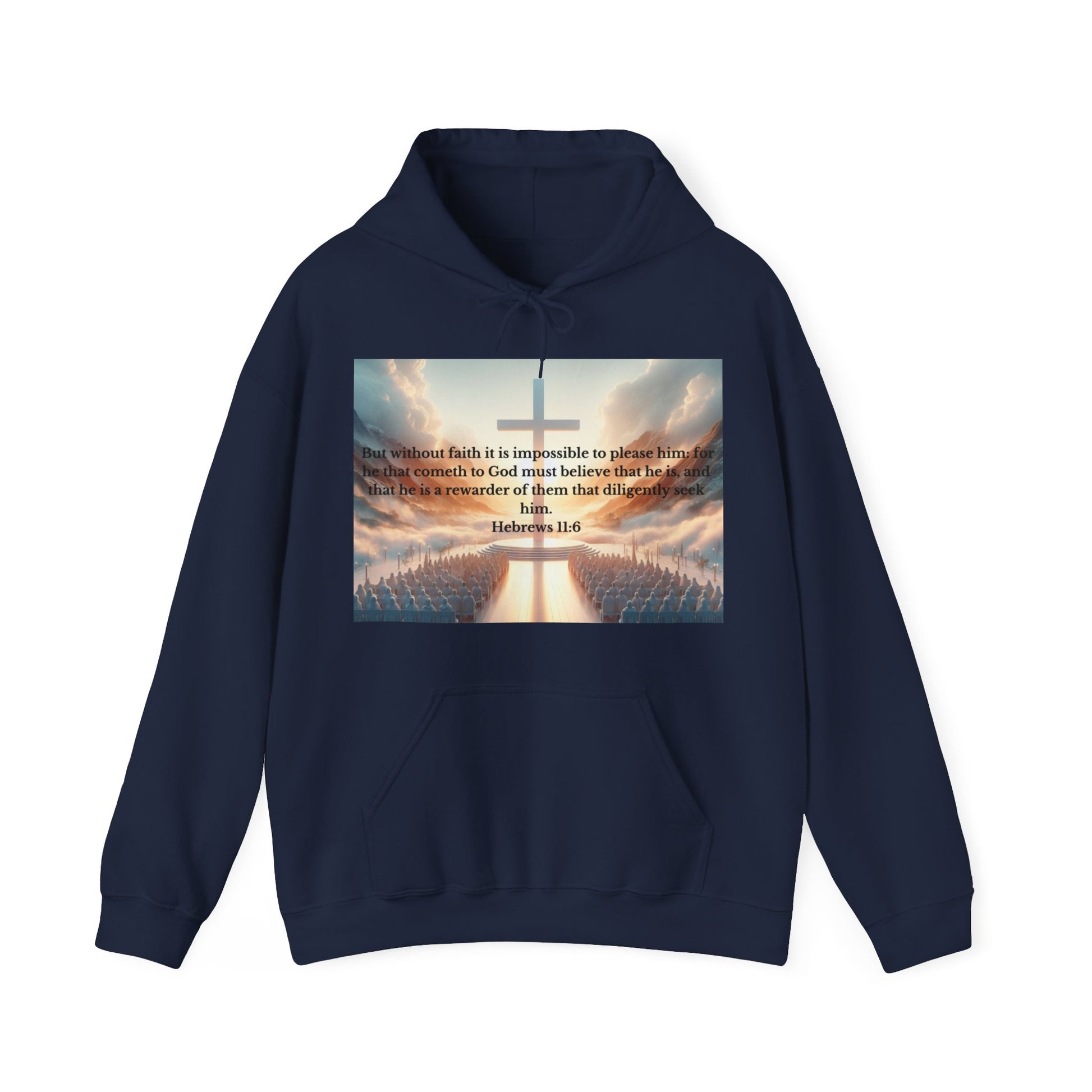 Hebrews 11:6 Hoodie Hoodie Printify Navy S