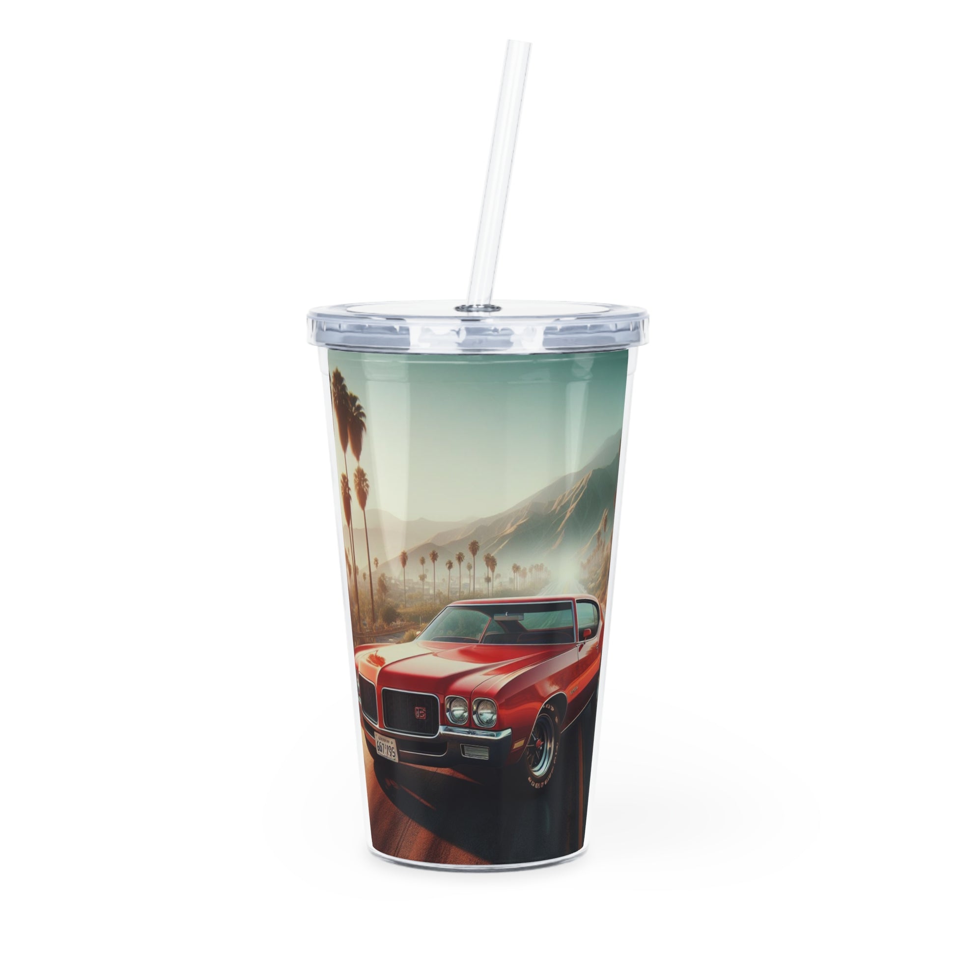 1972 Red Buick Gran Sport Tumbler with Straw Mug Printify 20oz Transparent