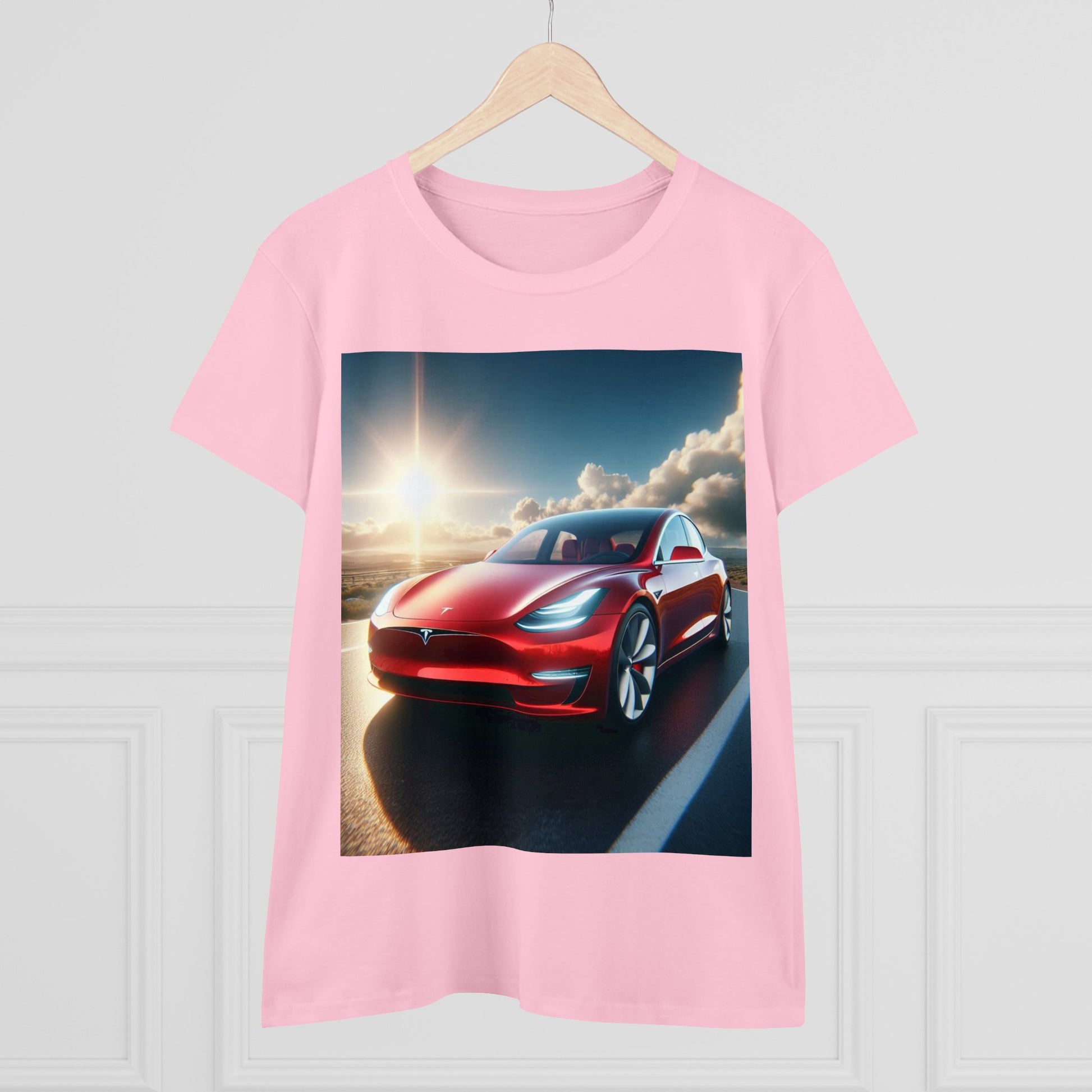 Red Tesla T-Shirt T-Shirt Printify