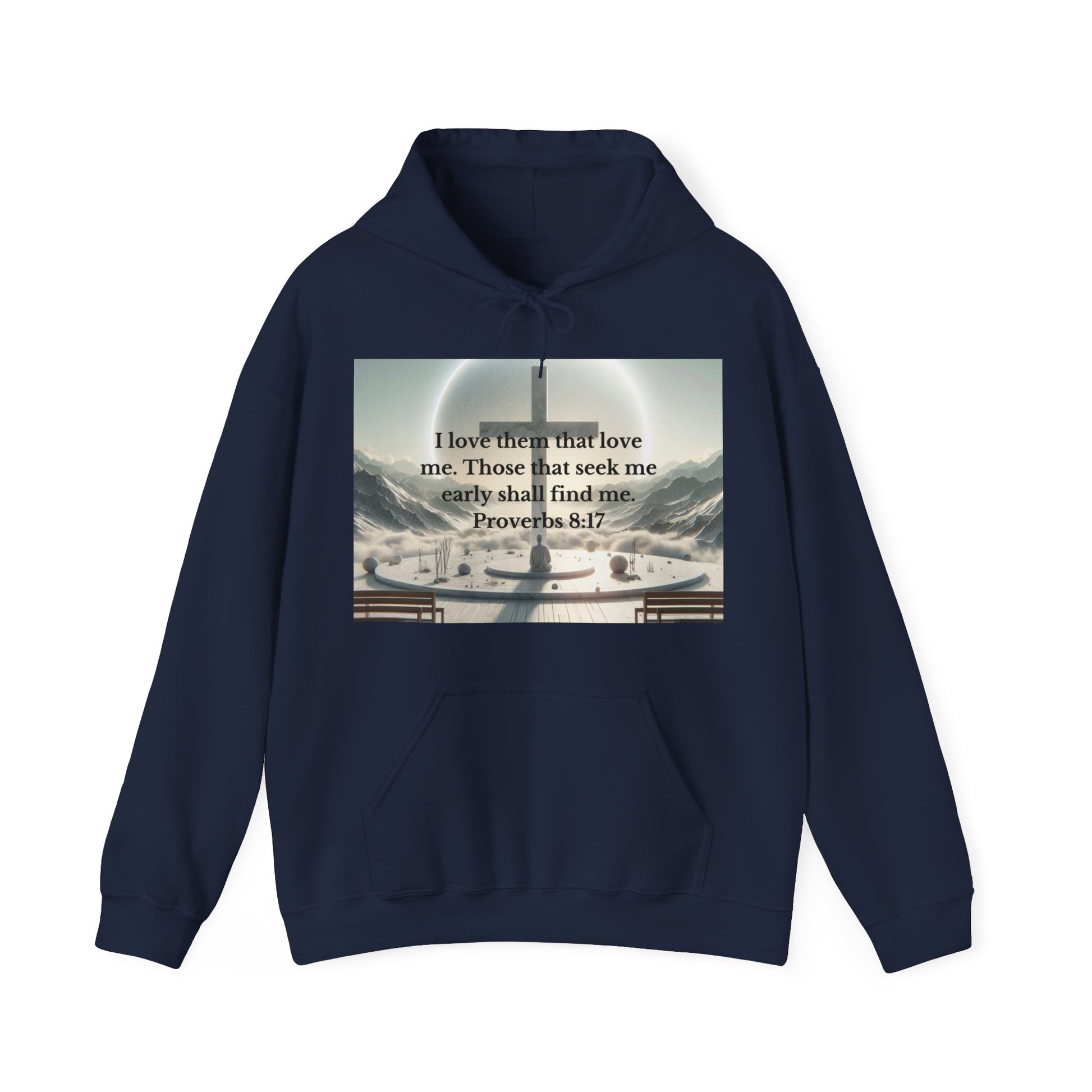 Proverbs 8:17 Hoodie Hoodie Printify Navy S