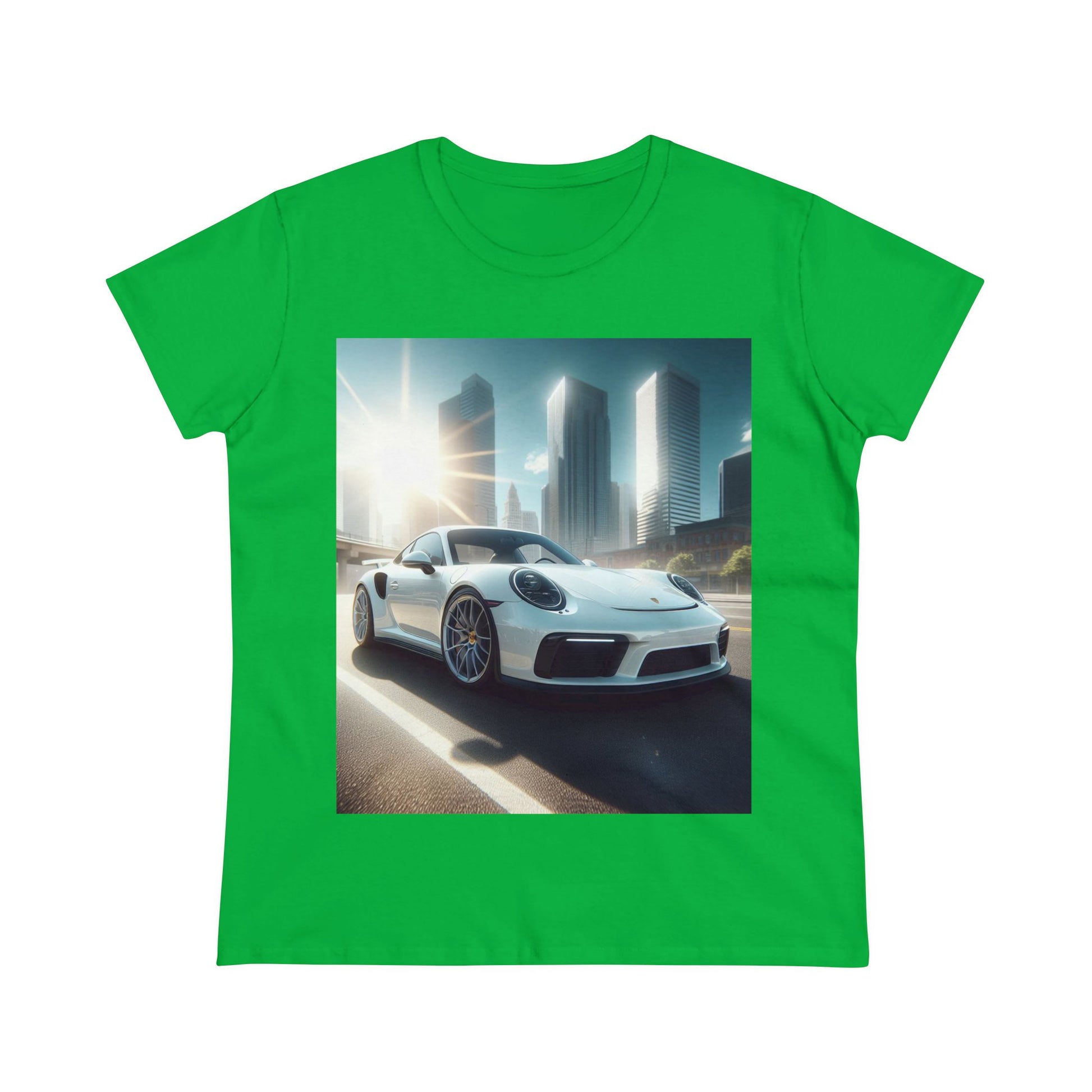 White Porsche T-Shirt T-Shirt Printify Irish Green S