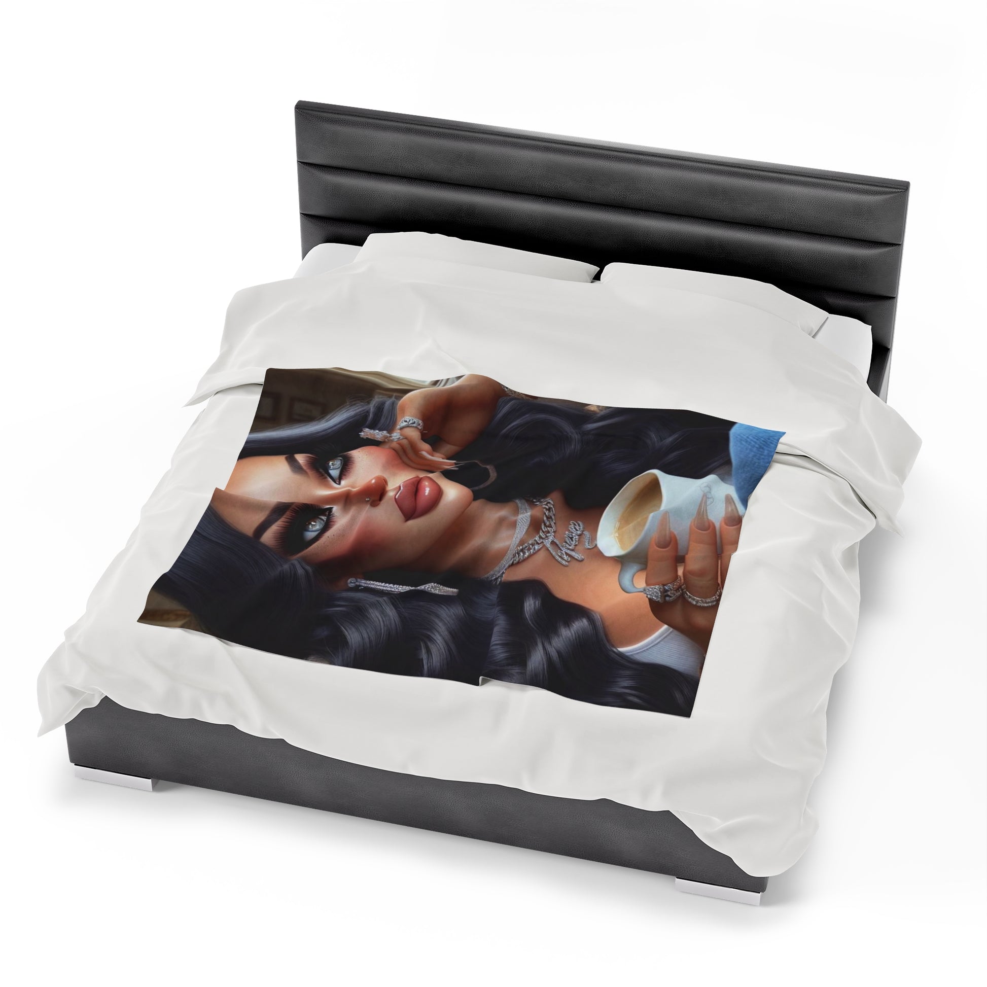 Coffee Break Plush Blanket All Over Prints Printify