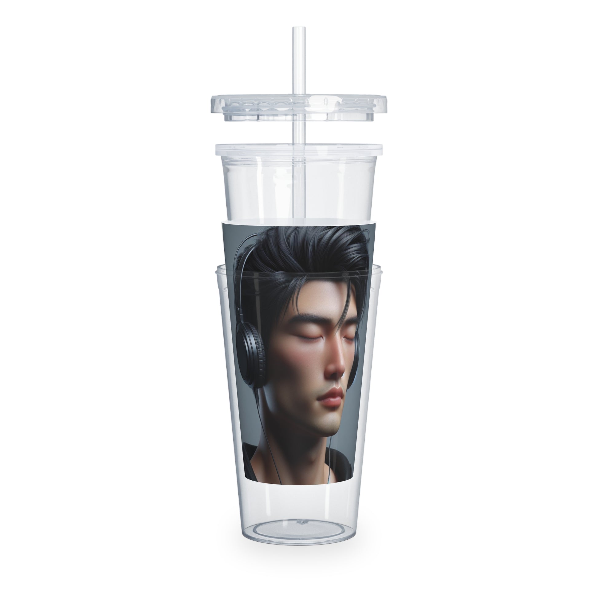 Music Vibes Plastic Tumbler with Straw Mug Printify