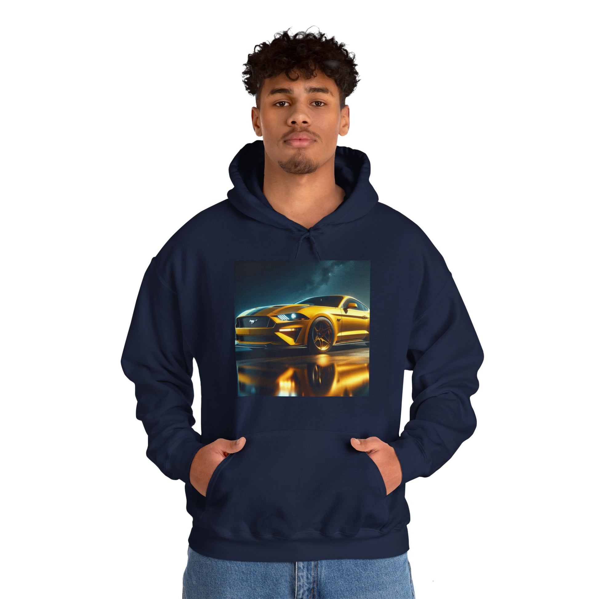 Yellow Mustang Hoodie Hoodie Printify