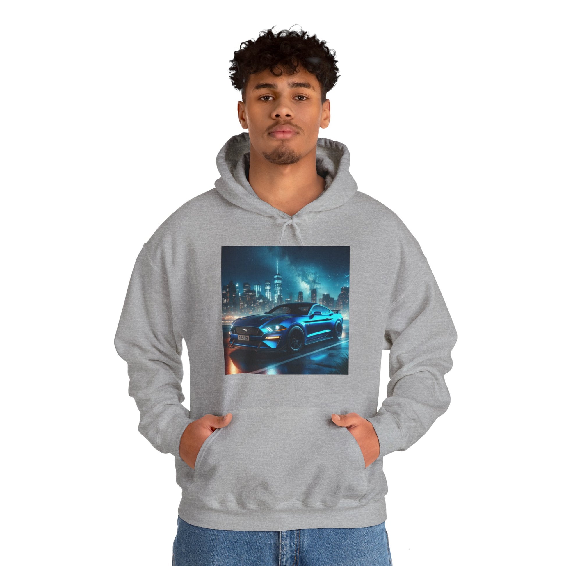 Blue Mustang Hoodie Hoodie Printify