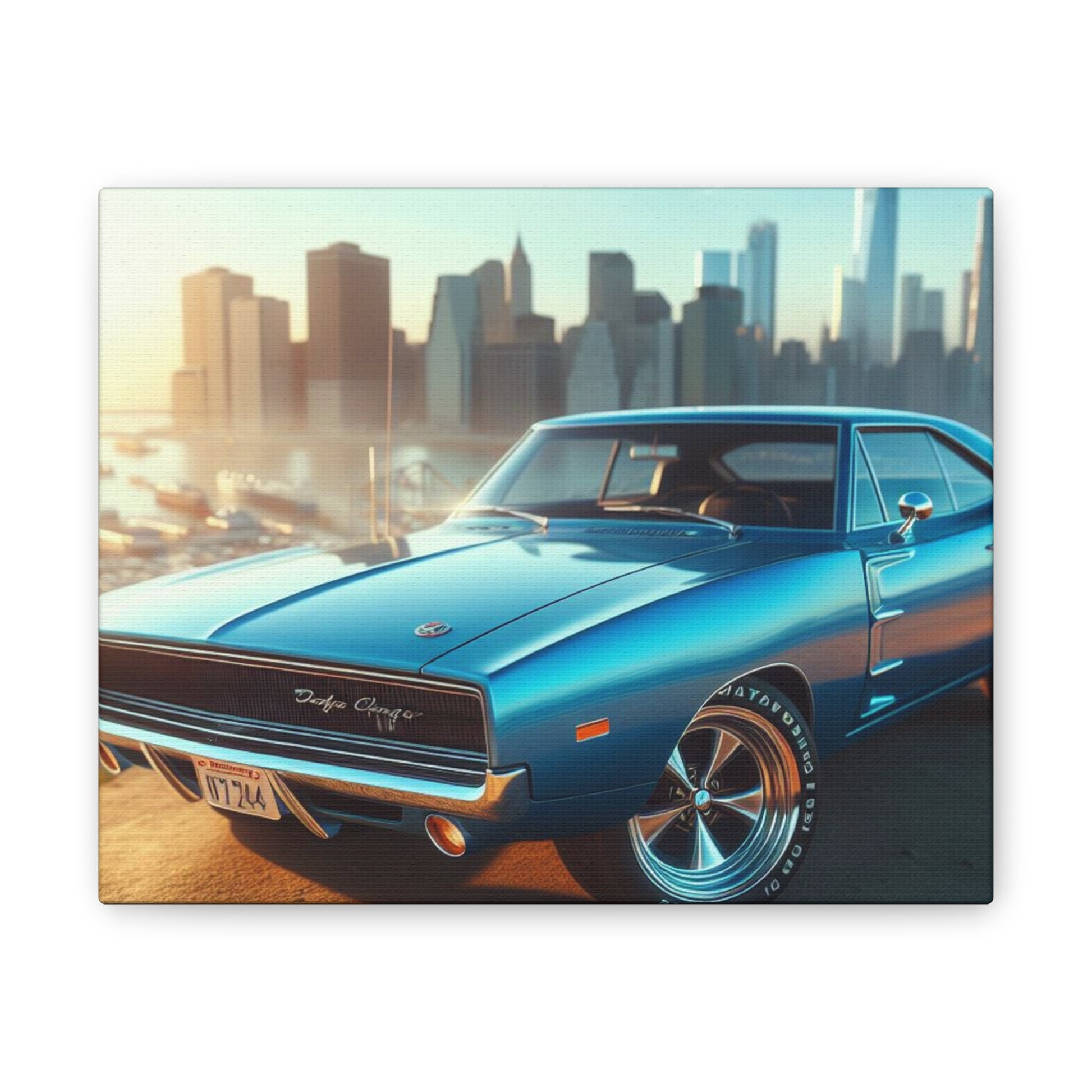 1970 Blue Dodge Charger Canvas Canvas Printify