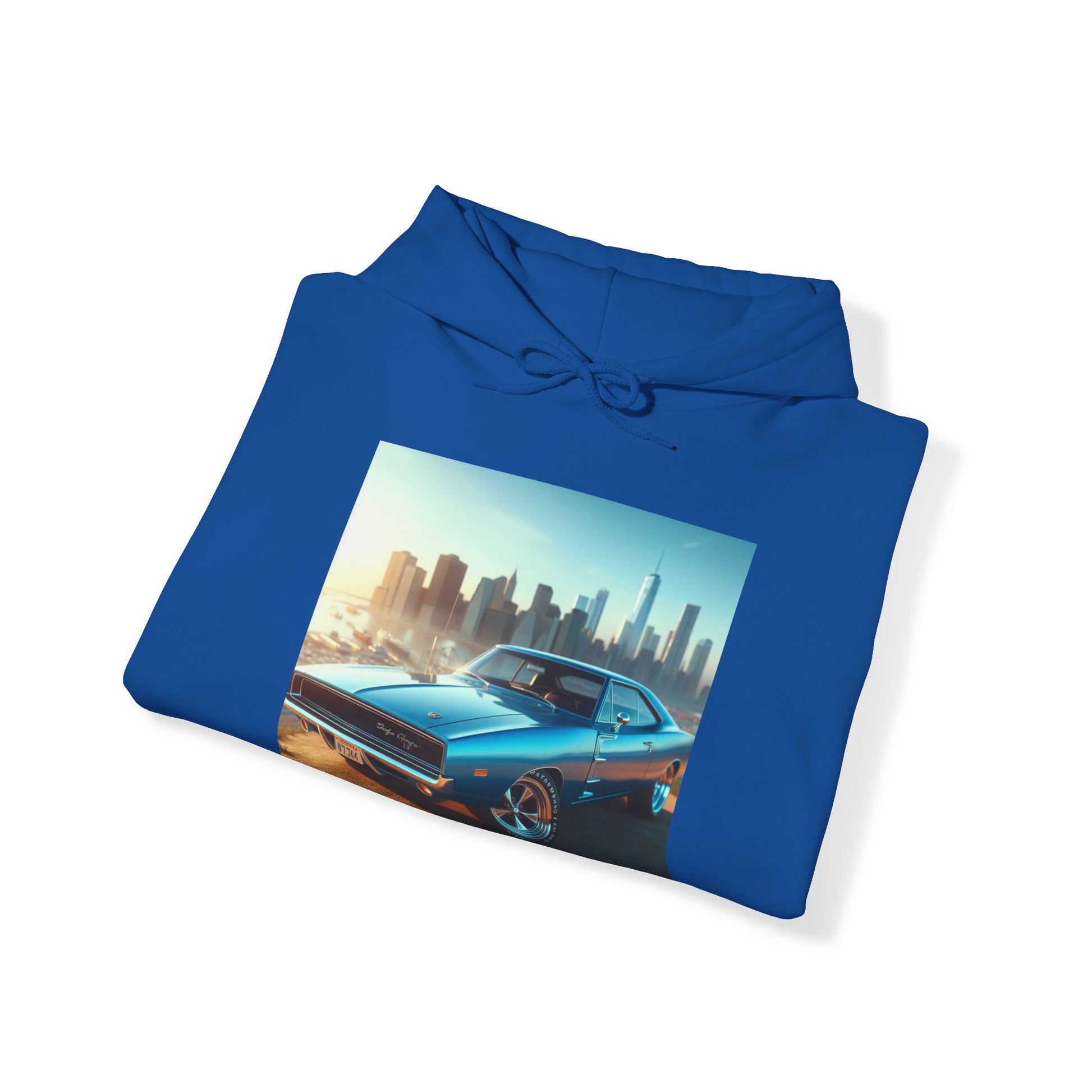 1970 Blue Dodge Charger Hoodie Hoodie Printify