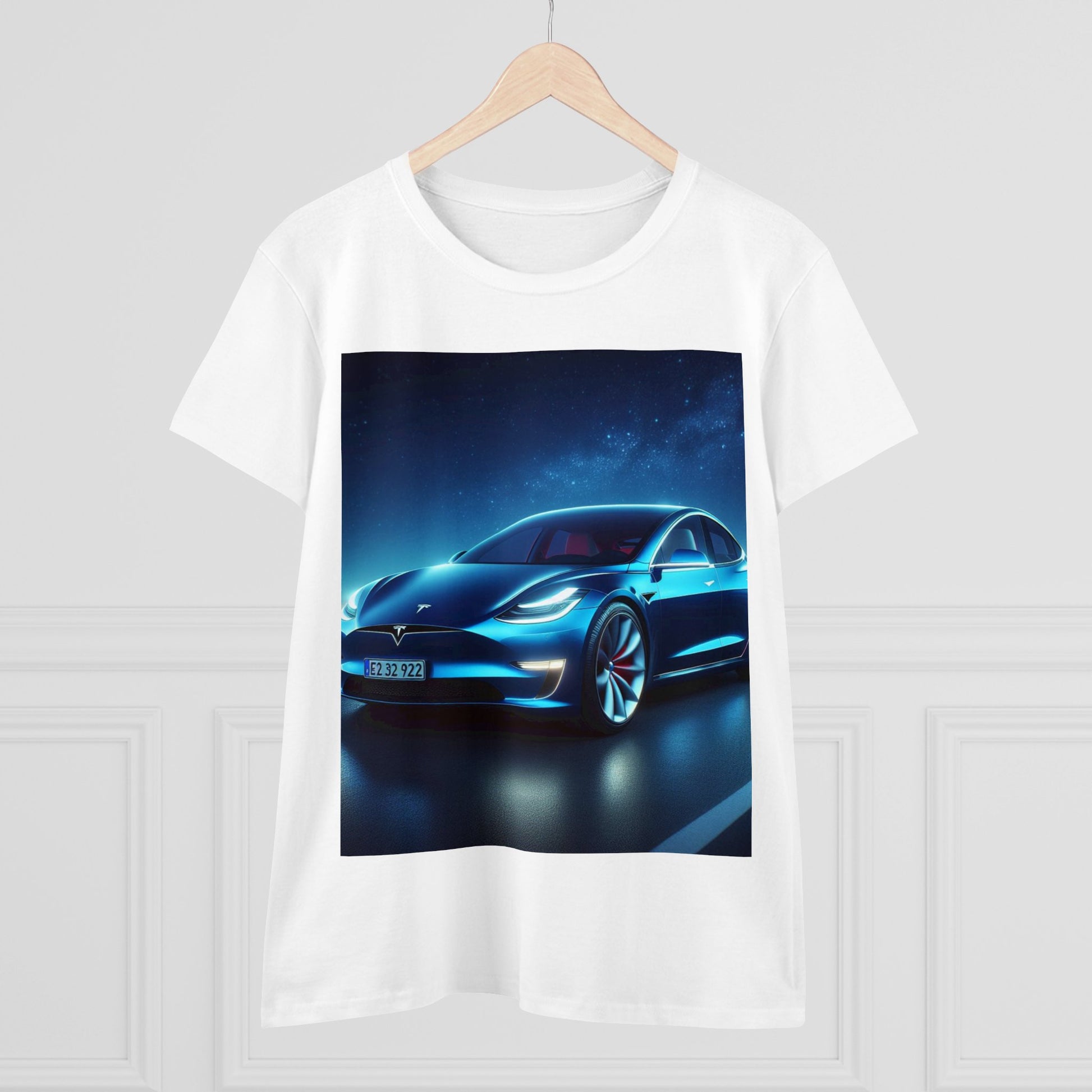 Blue Tesla T-Shirt T-Shirt Printify