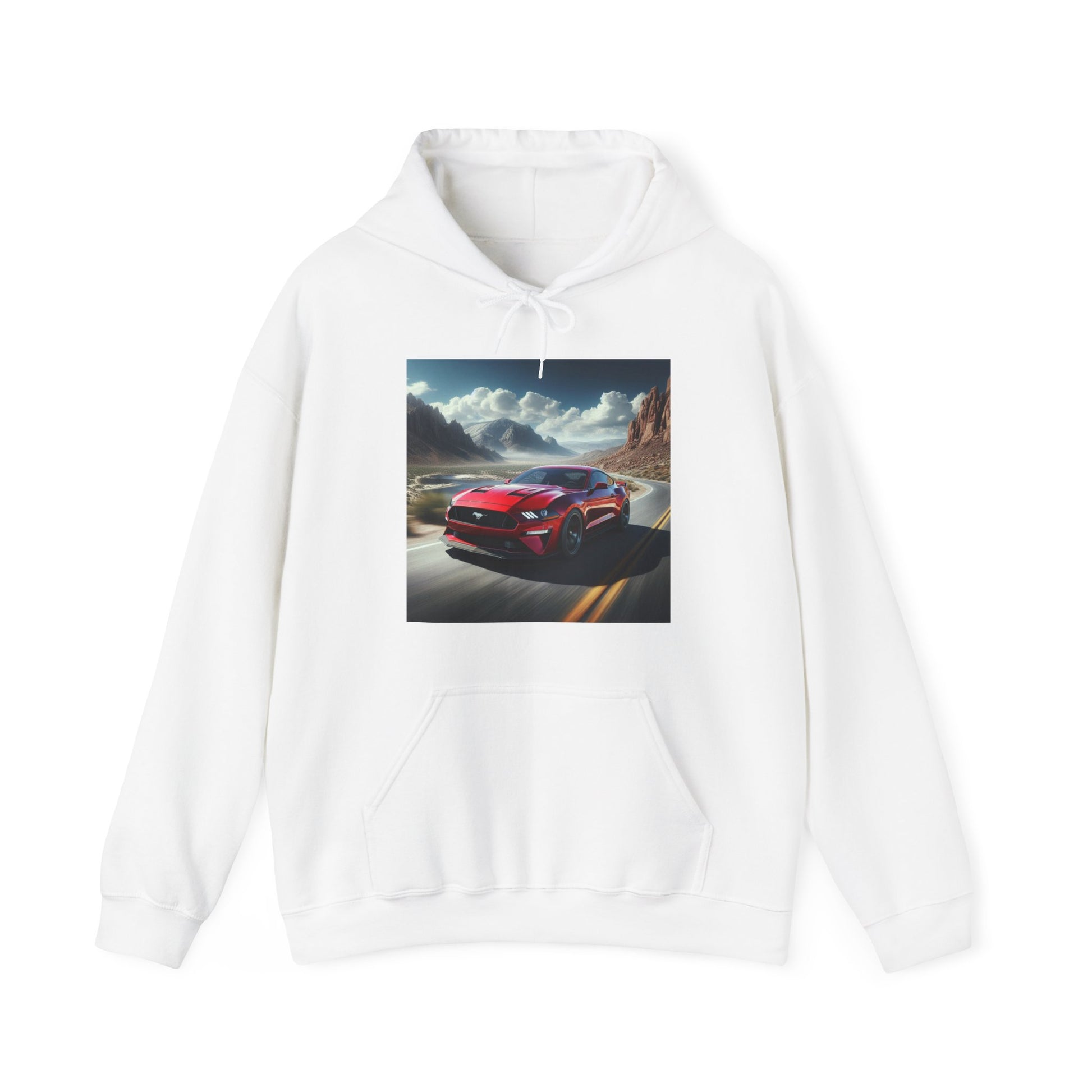 Red Mustang Hoodie Hoodie Printify White S