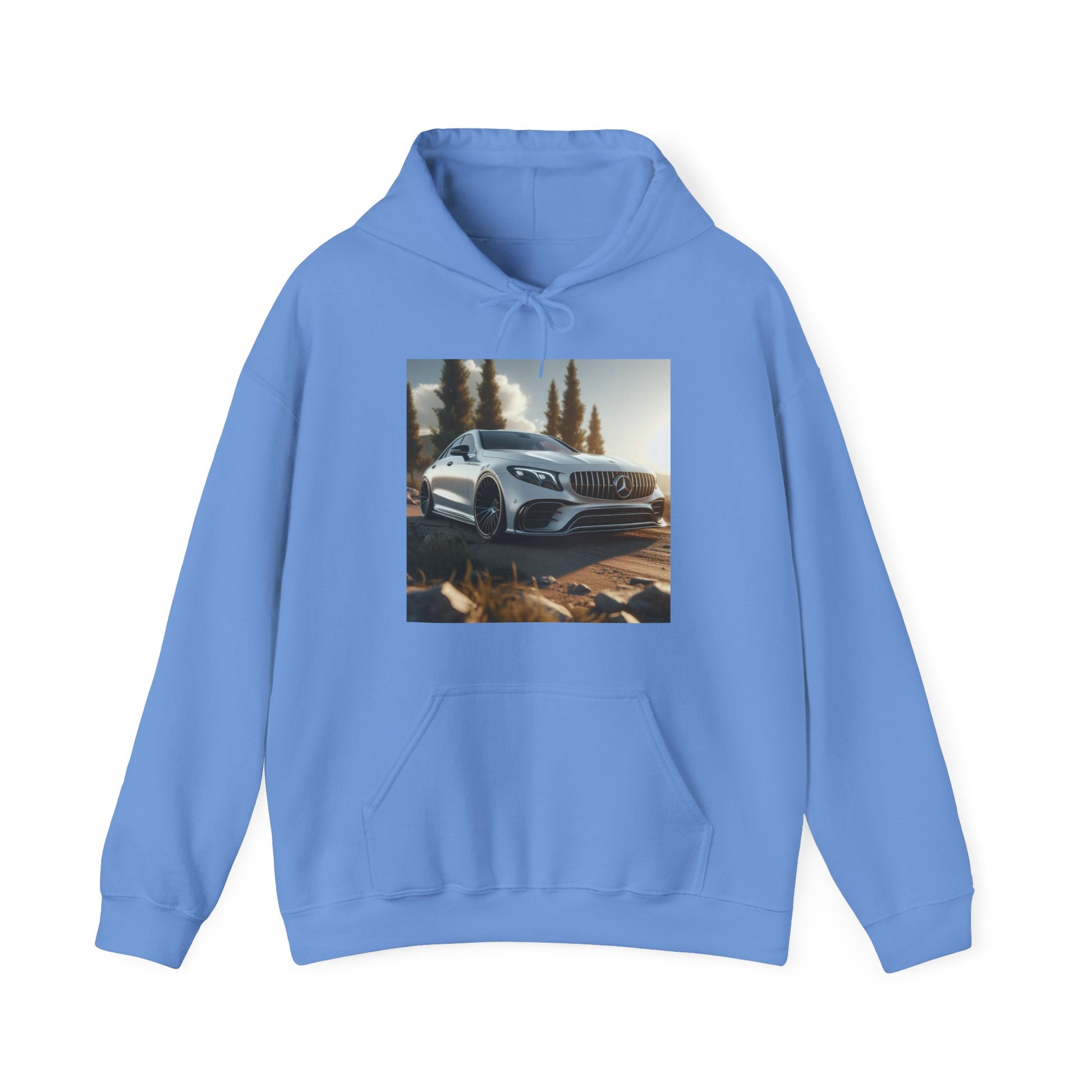 White Mercedes Hoodie Hoodie Printify Carolina Blue S