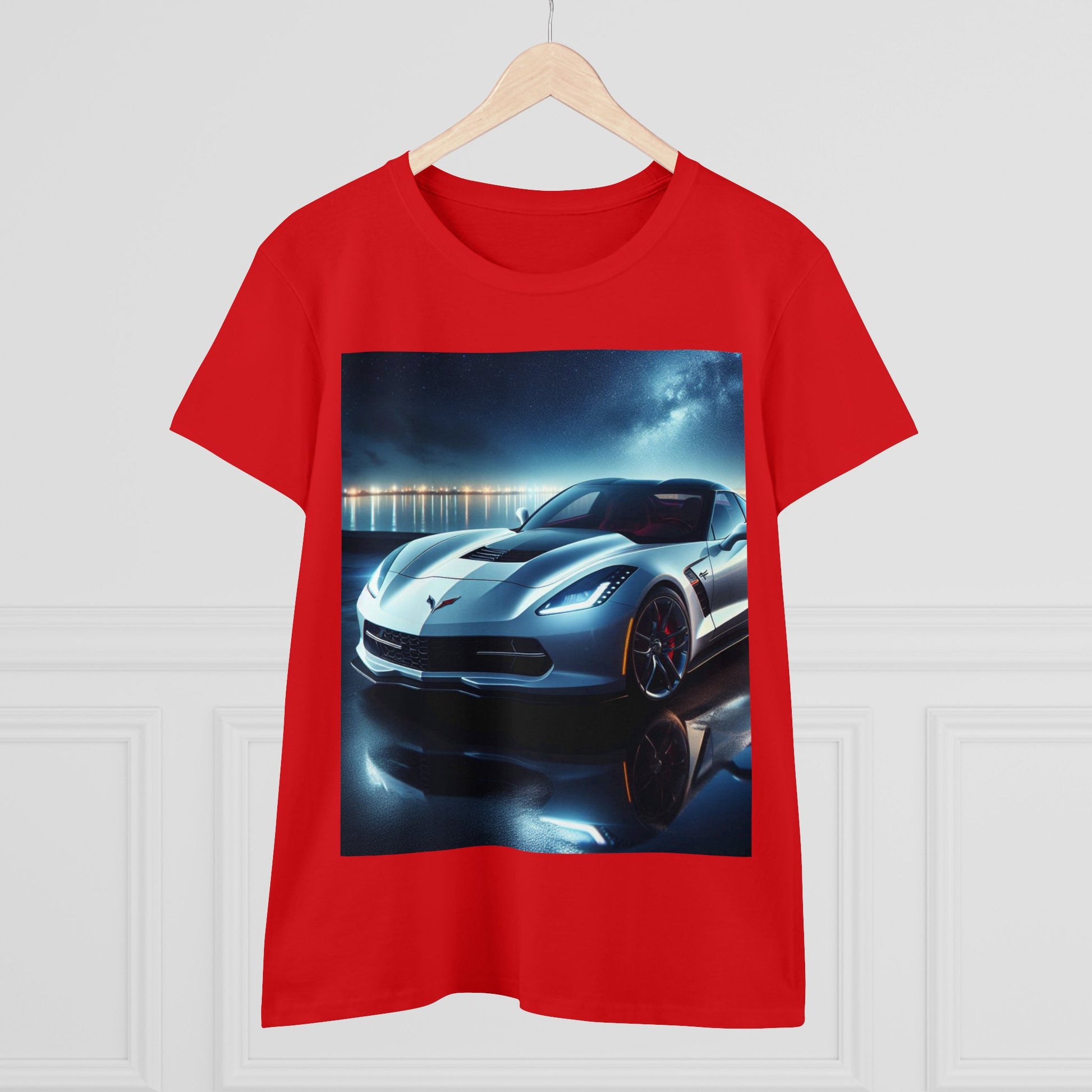 White Corvette T-Shirt T-Shirt Printify