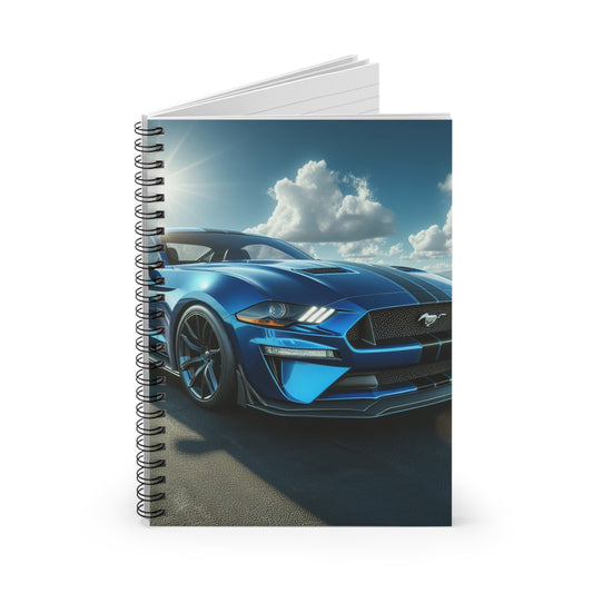 Blue Mustang Spiral Notebook Paper products Printify