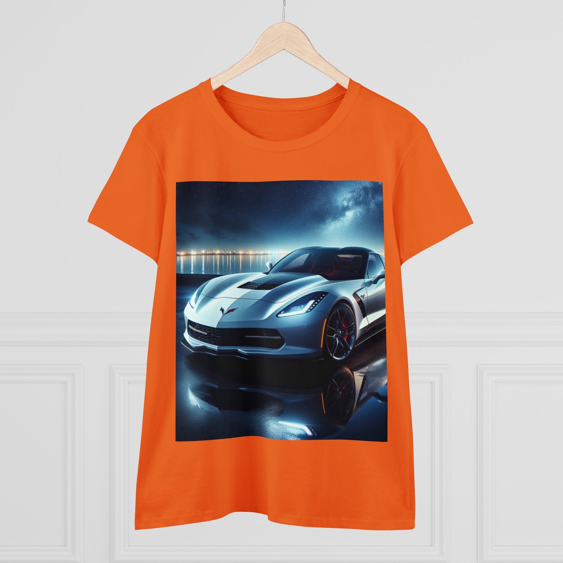White Corvette T-Shirt T-Shirt Printify