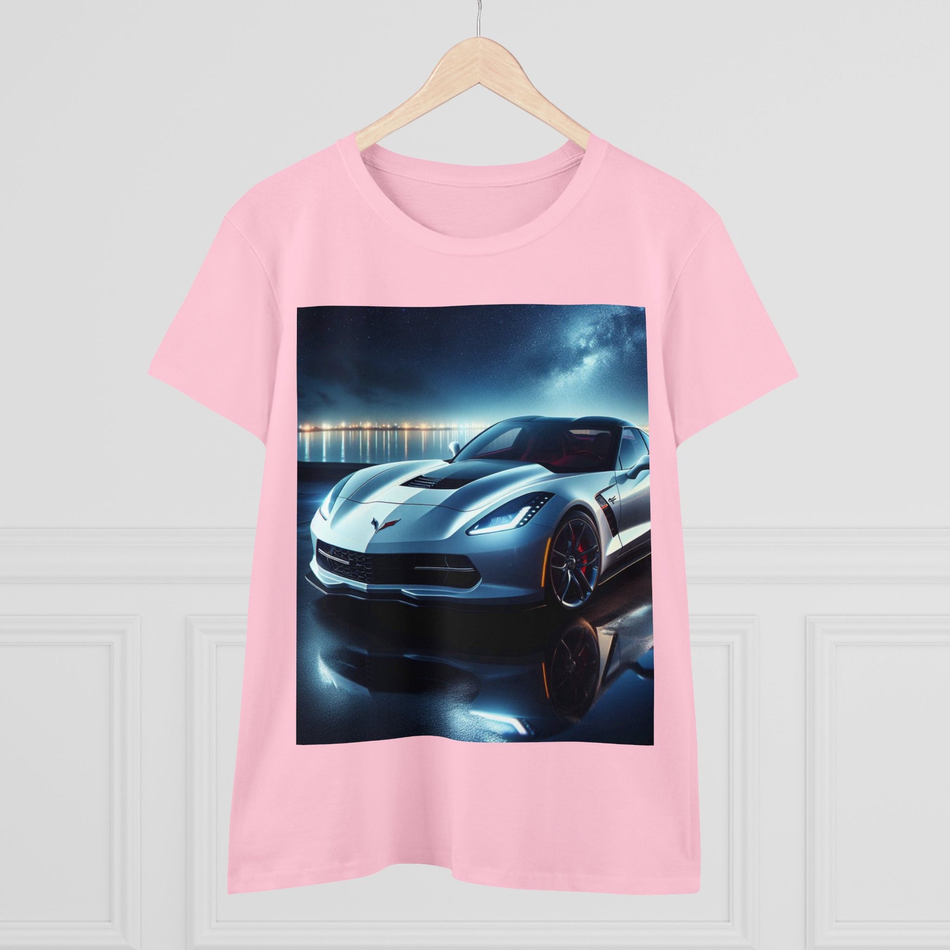 White Corvette T-Shirt T-Shirt Printify