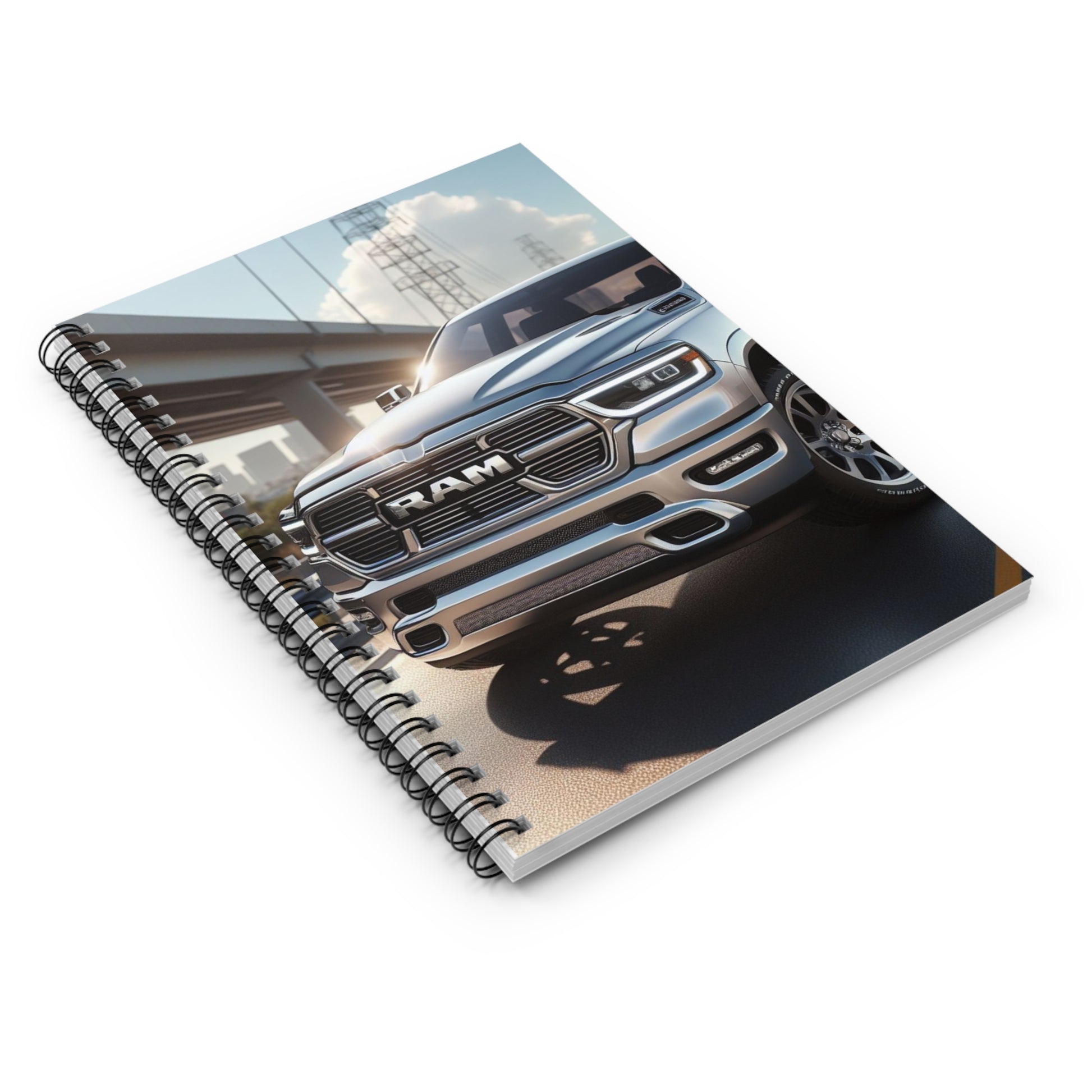Silver Dodge Ram Spiral Notebook Paper products Printify