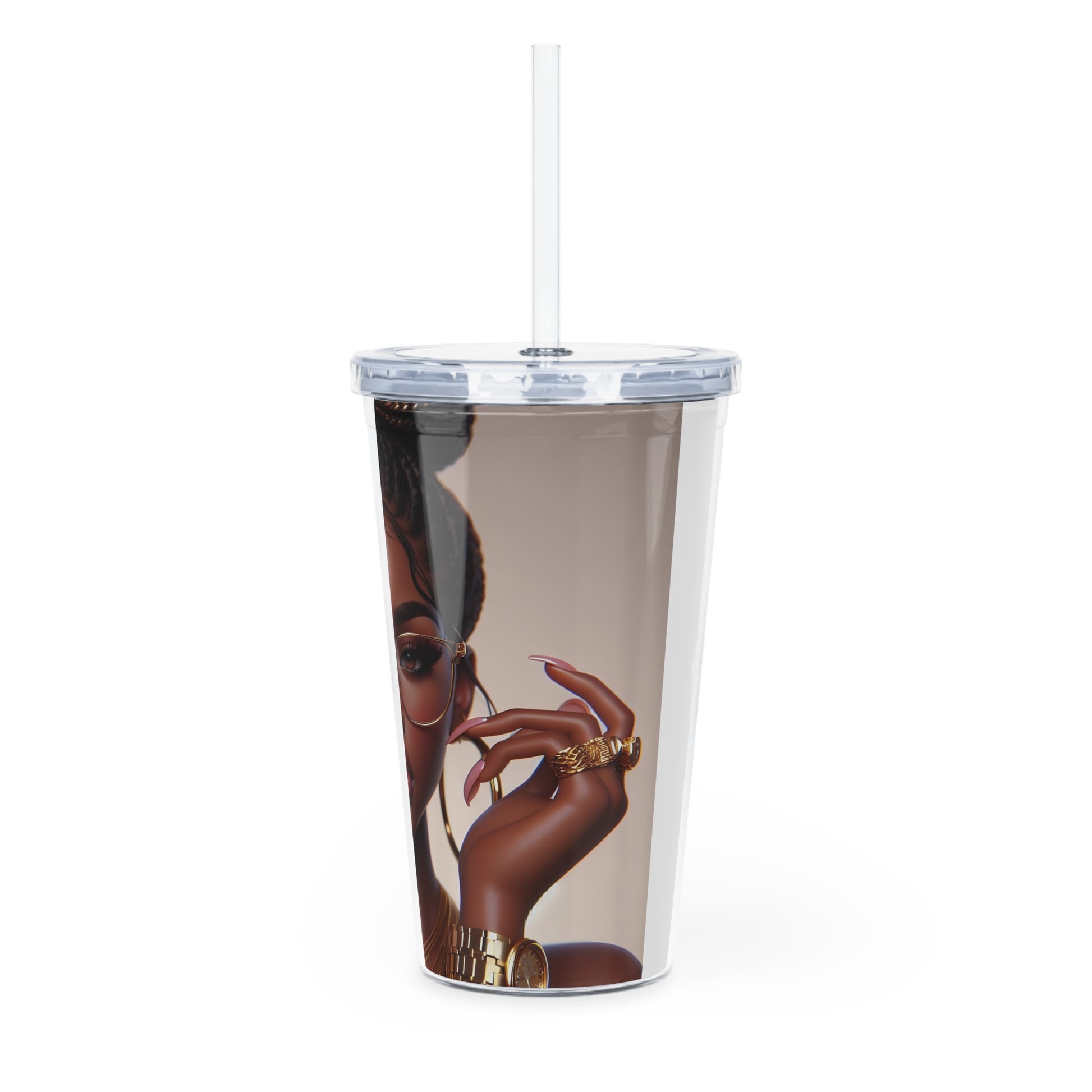 Chocolate Gold Tumbler with Straw Mug Printify