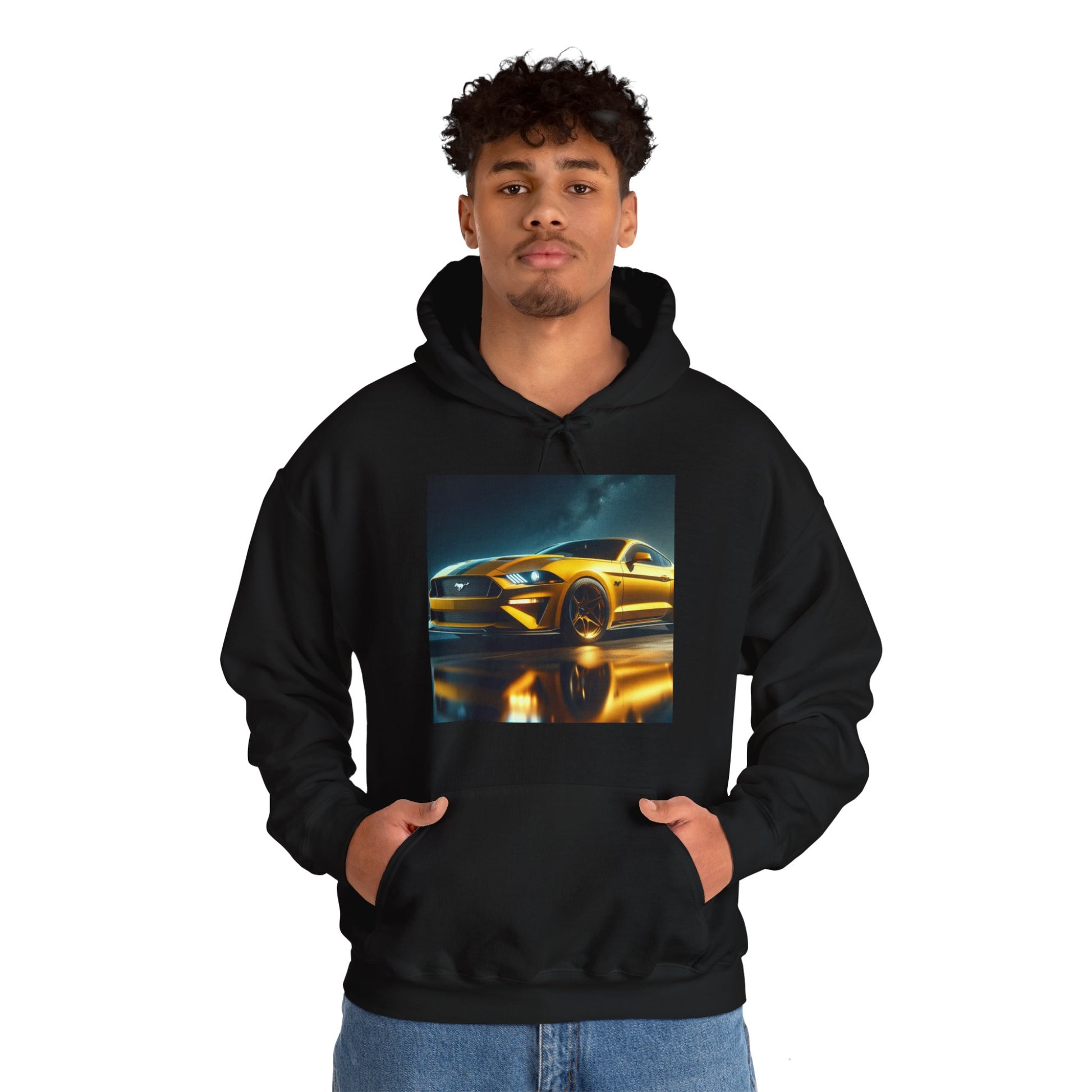 Yellow Mustang Hoodie Hoodie Printify