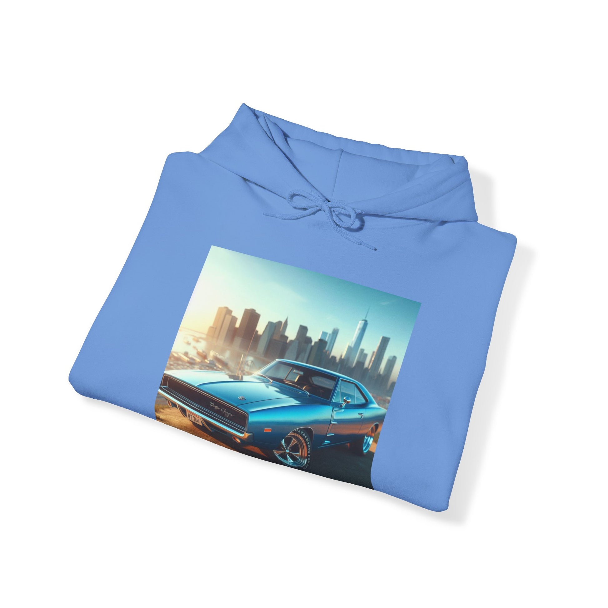 1970 Blue Dodge Charger Hoodie Hoodie Printify