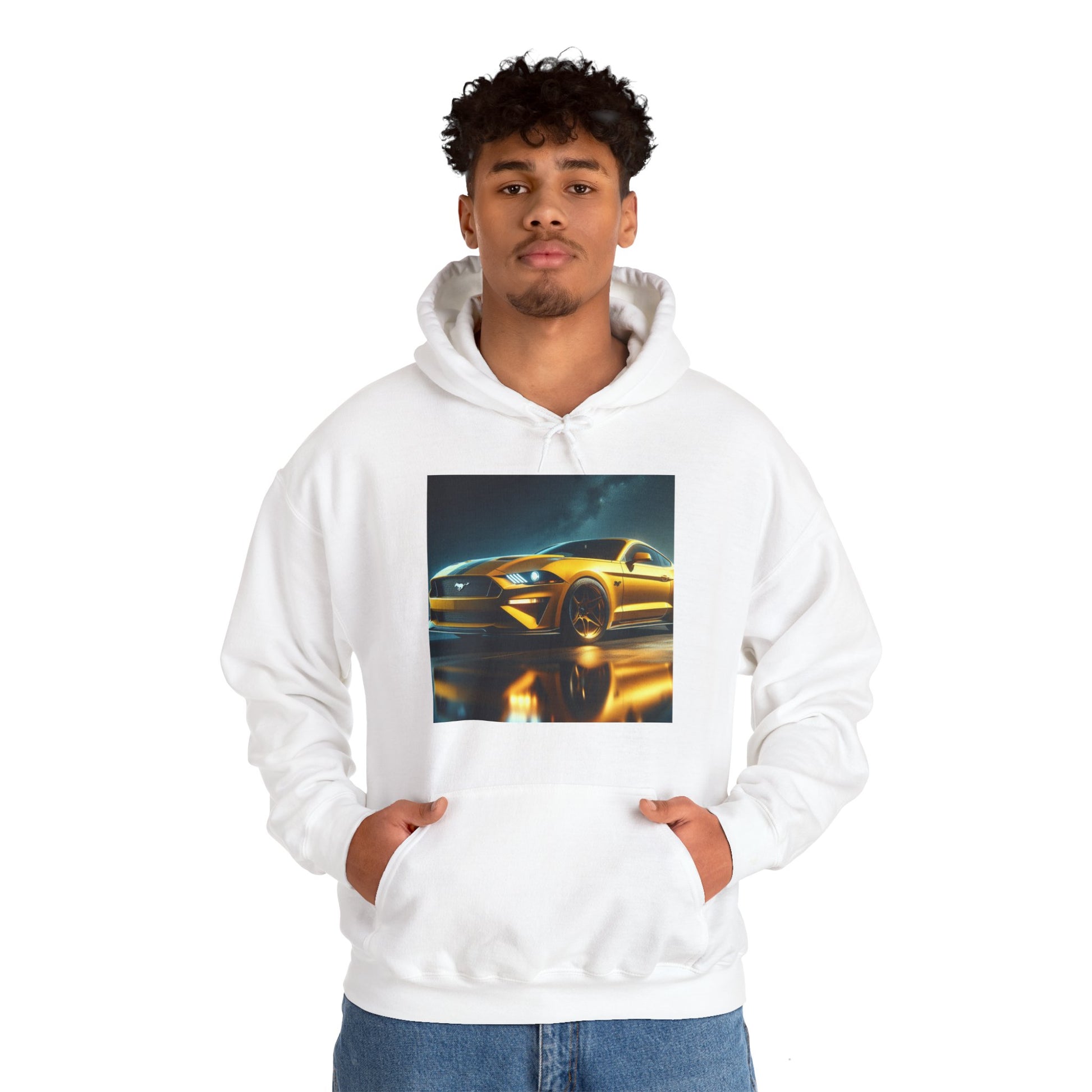 Yellow Mustang Hoodie Hoodie Printify