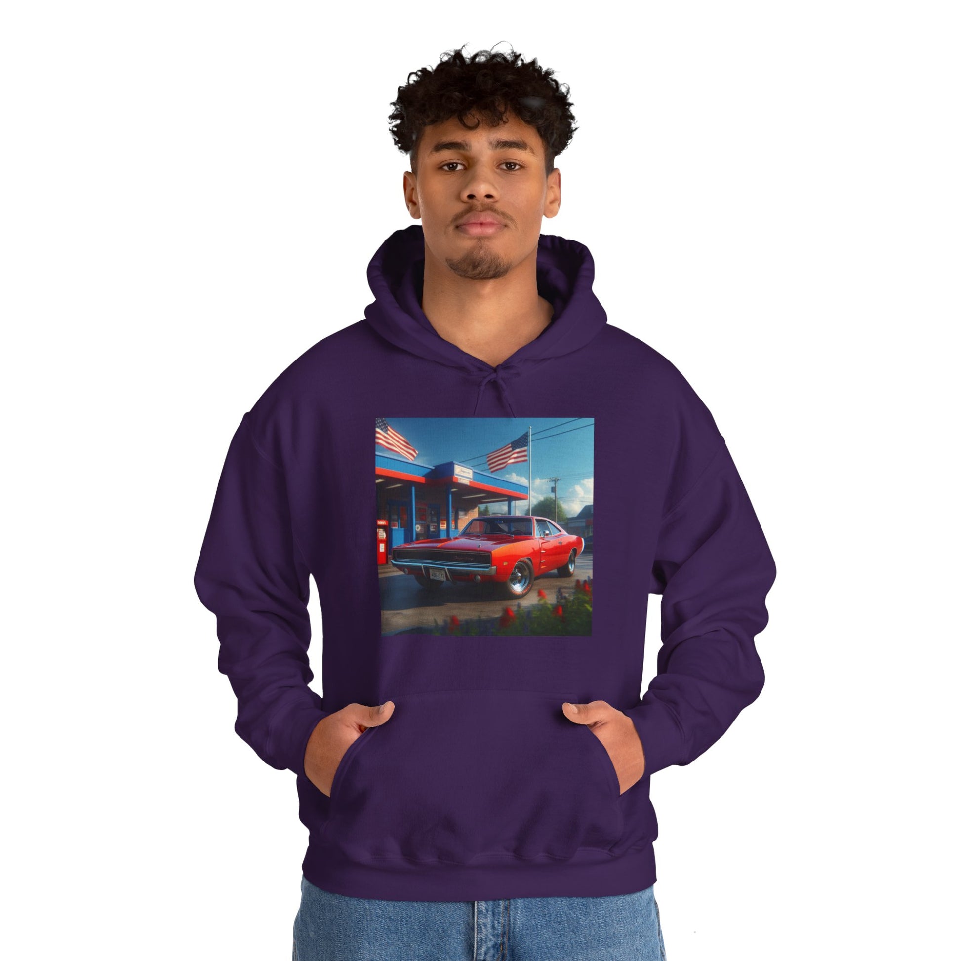 1970 Red Dodge Charger Hoodie Hoodie Printify