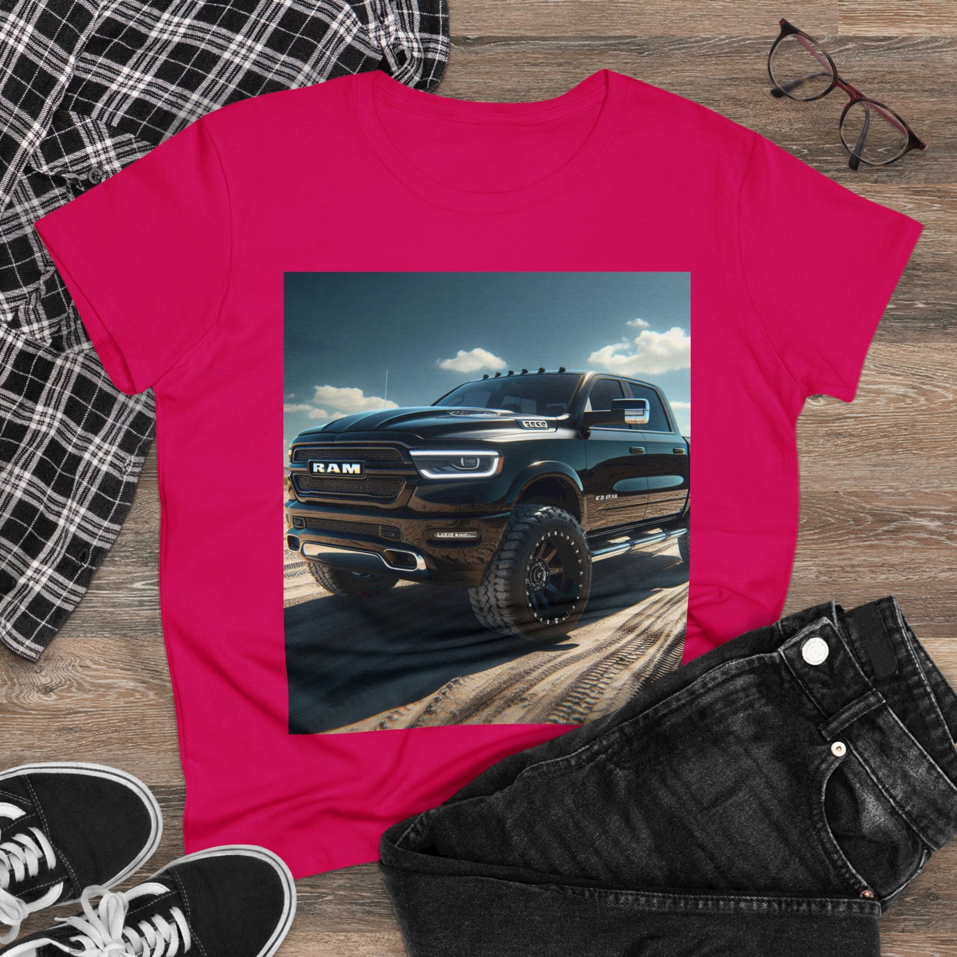 Black Dodge Ram T-Shirt T-Shirt Printify