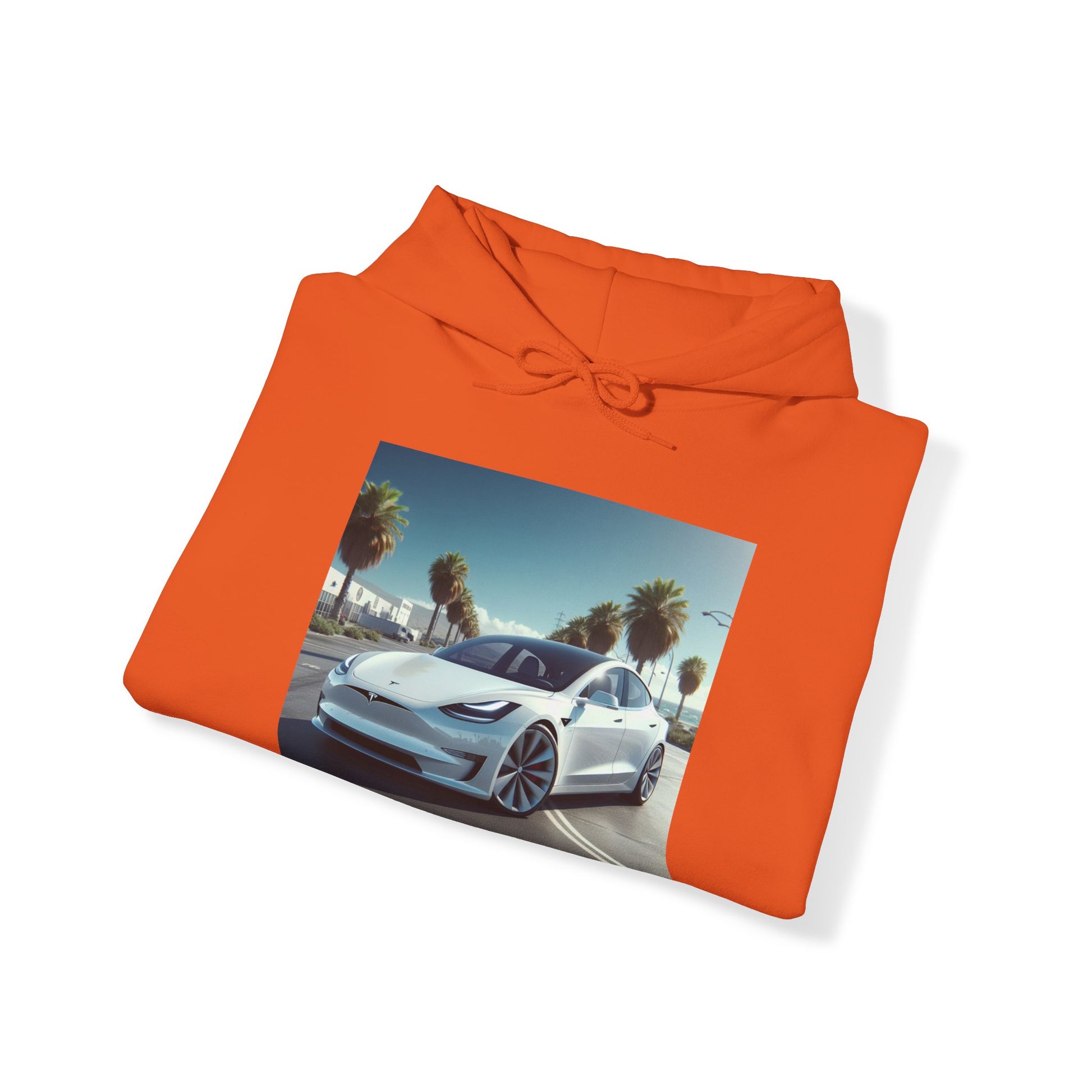 White Tesla Hoodie Hoodie Printify