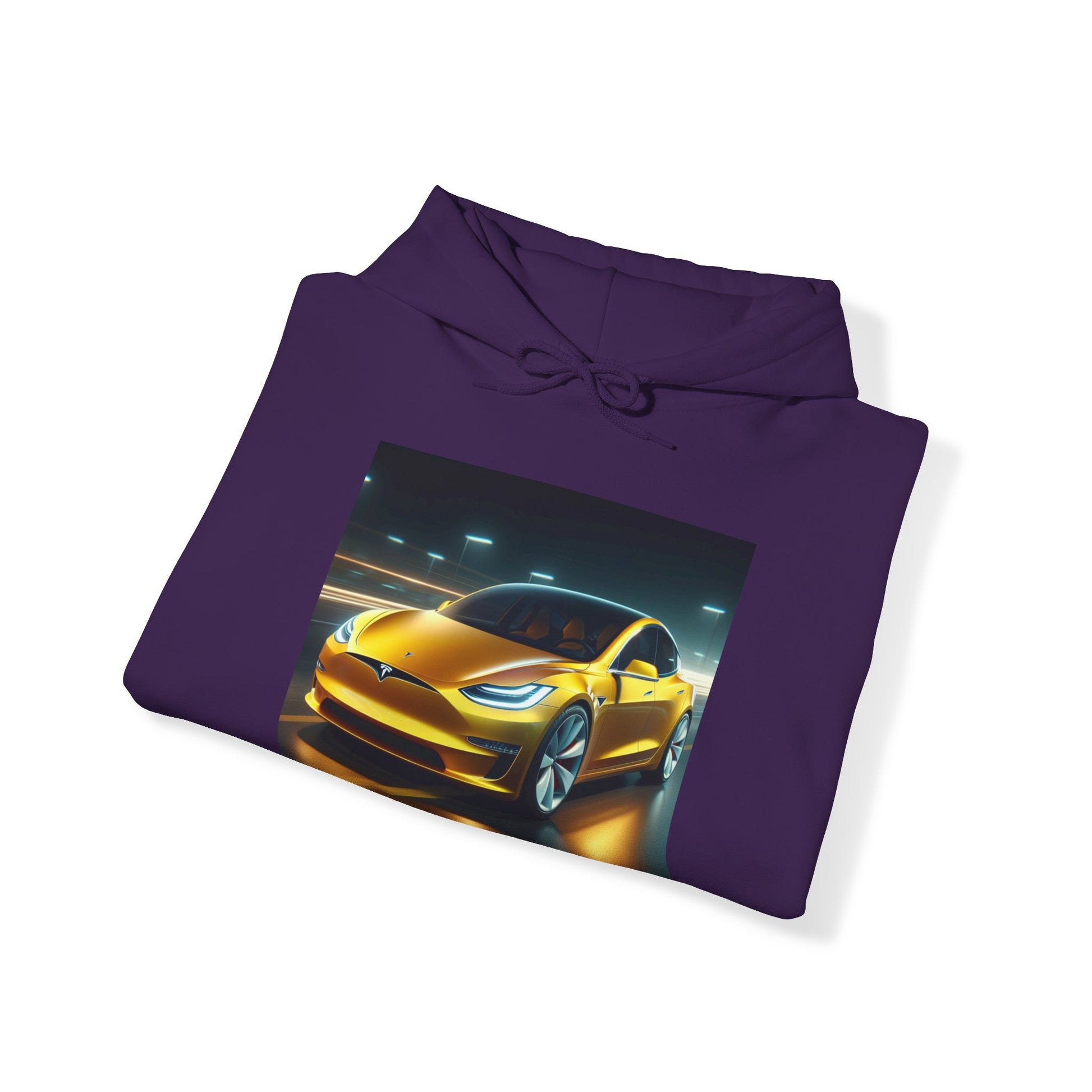 Yellow Tesla Hoodie Hoodie Printify