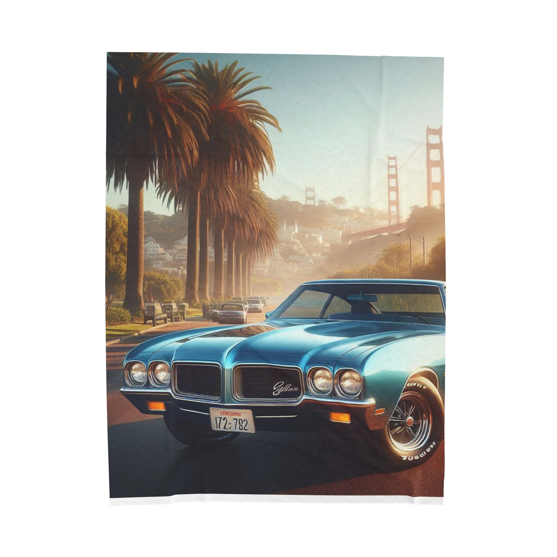 1972 Blue Buick Gran Sport Plush Blanket All Over Prints Printify 60" × 80"