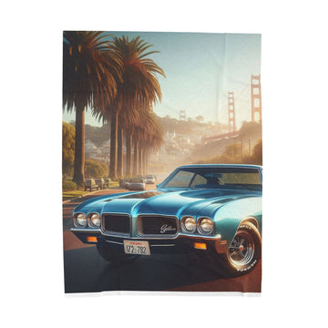 1972 Blue Buick Gran Sport Plush Blanket All Over Prints Printify 60" × 80"