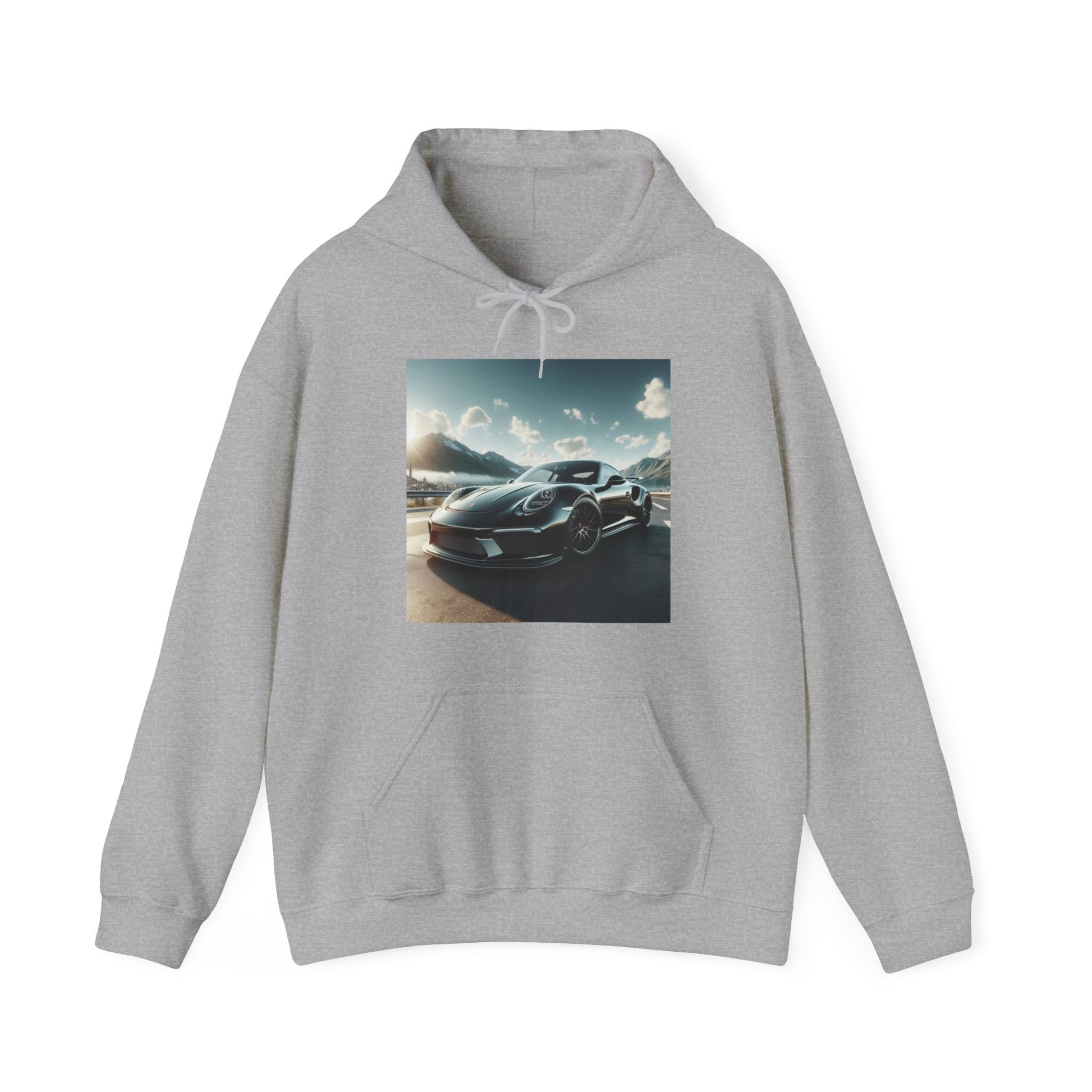 Black Porsche Hoodie Hoodie Printify Sport Grey S